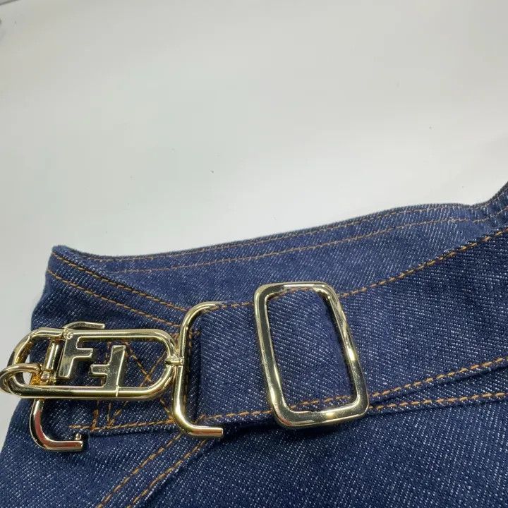 Fendi Fendi High-Waisted Denim A-Line Mini Skirt -2507 Size 35" - 8 Thumbnail