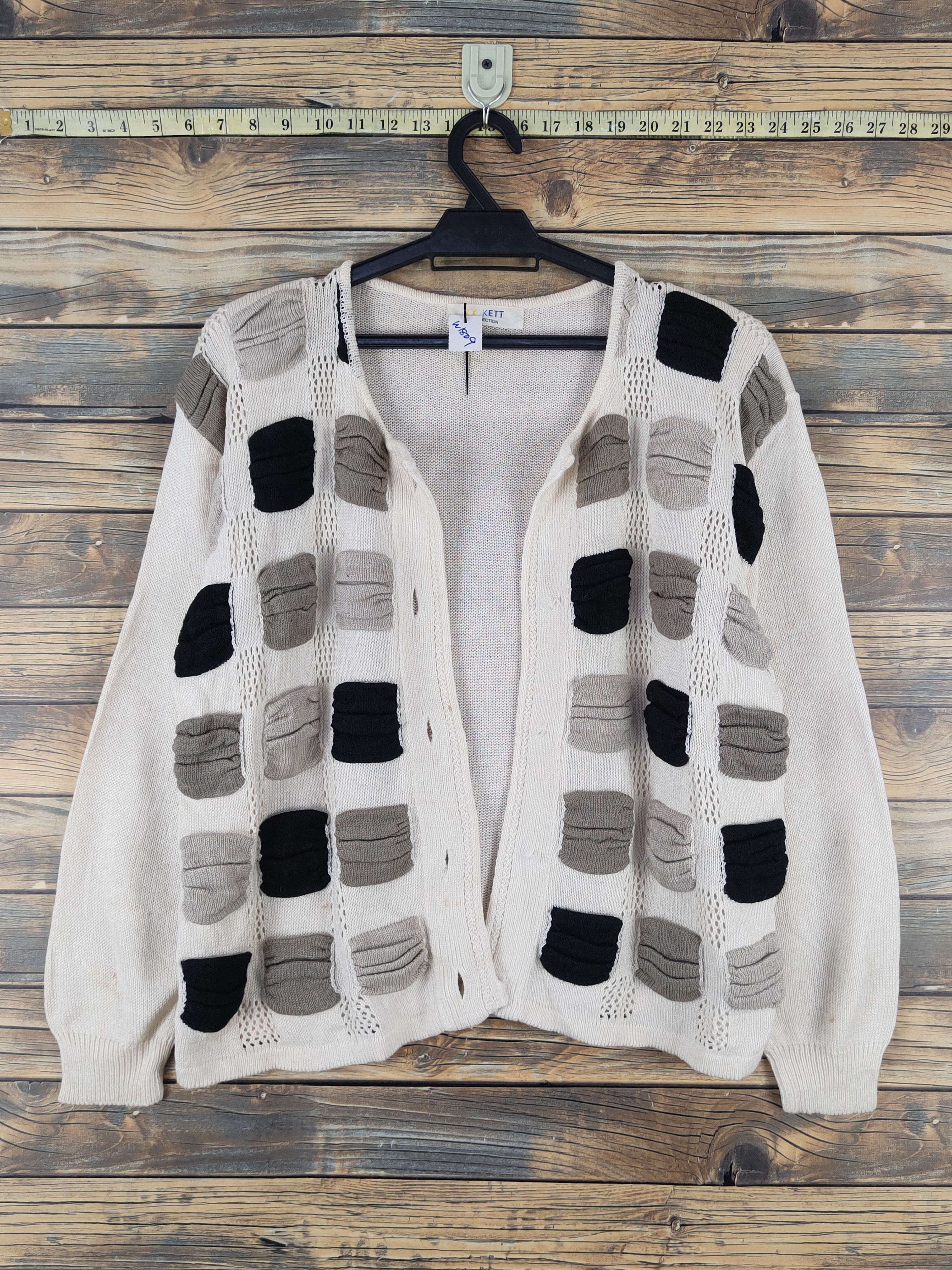 Vintage Cokett checkered vintage Ivory Knitwear Cardigan #W1809 Size US M / EU 48-50 / 2 - 1 Thumbnail