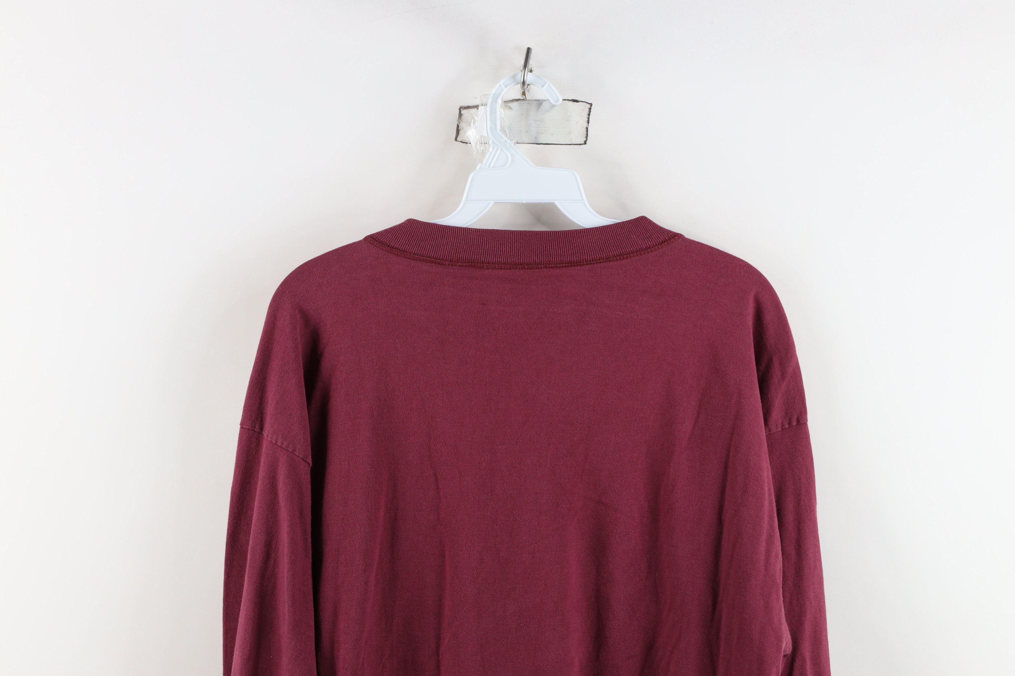 Vintage Vintage 90s Streetwear Blank Long Sleeve Henley T-Shirt Red Size US L / EU 52-54 / 3 - 14 Thumbnail