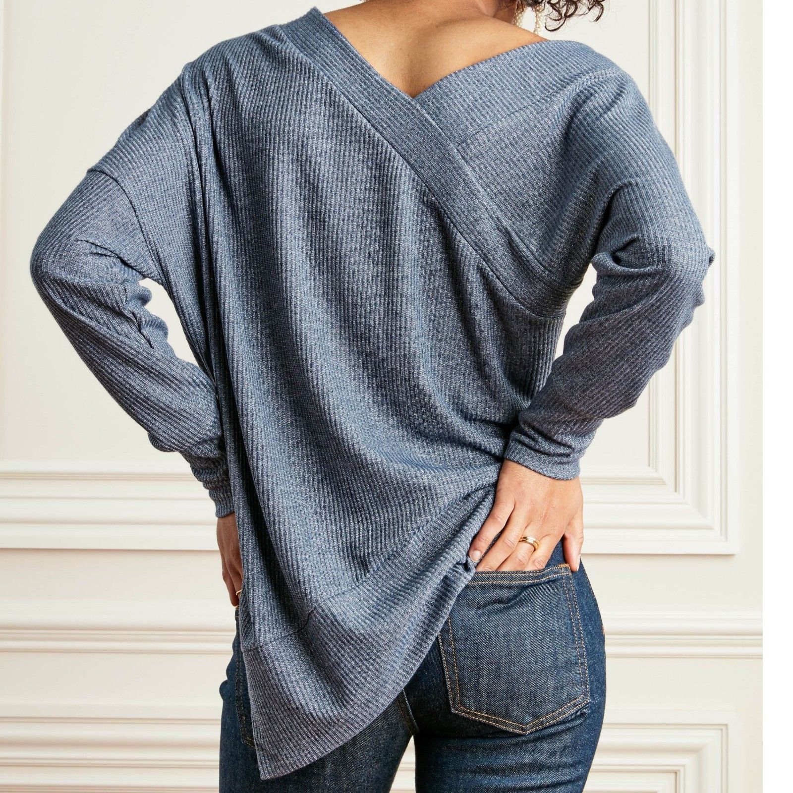 Other Stella & Dot The Double V Sweater in Chambray Blue Colorway Size M / US 6-8 / IT 42-44 - 3 Thumbnail