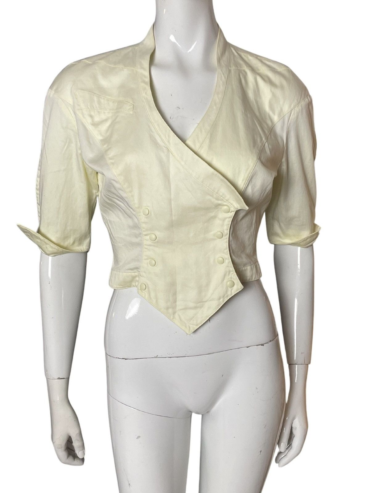 image of Vintage 1990S Thierry Mugler Yellow Corset Blouse Top, Women's (Size Small)