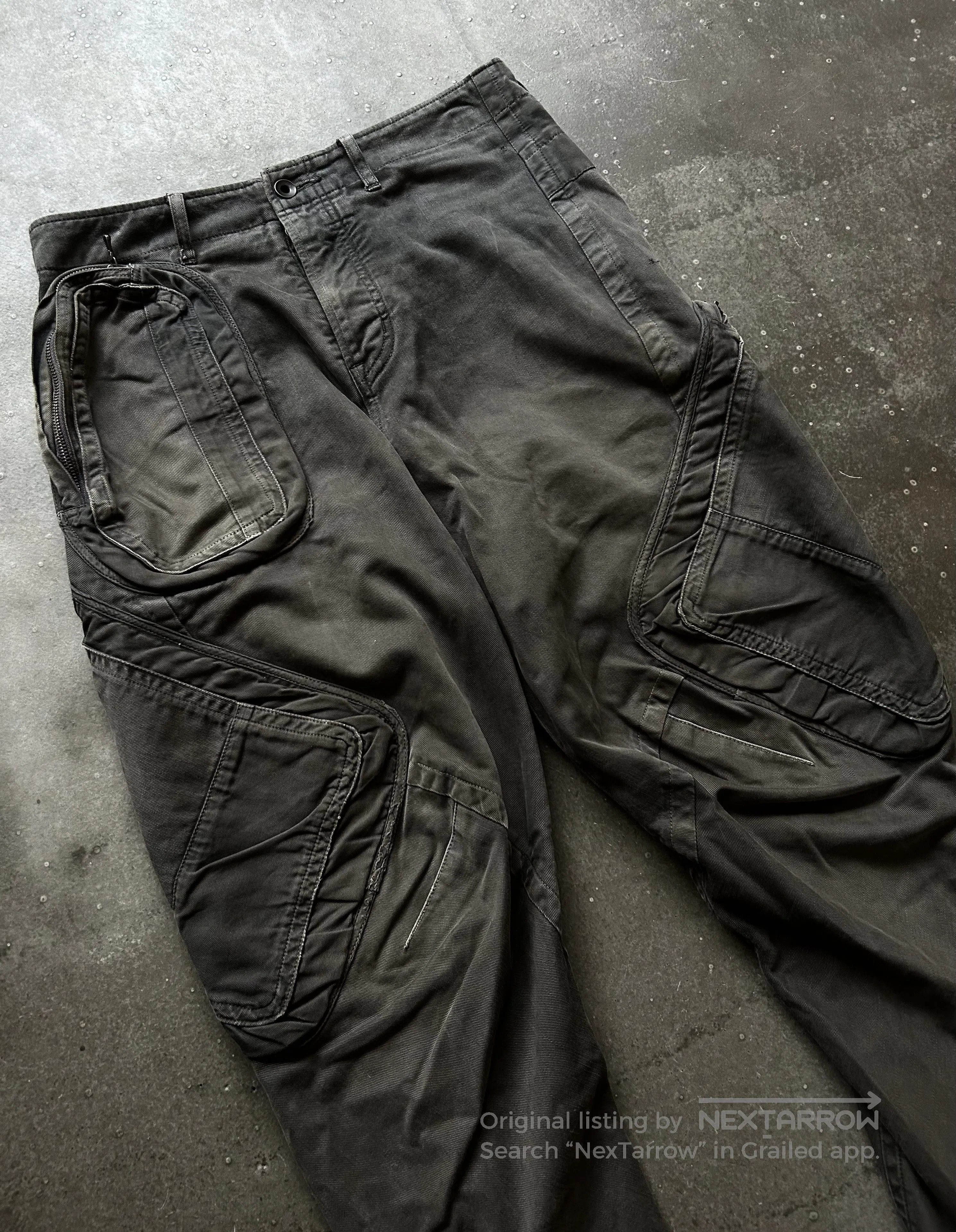 Julius Julius 10s Distressed Curved Cargo Pants. Size US 32 / EU 48 - 3 Thumbnail