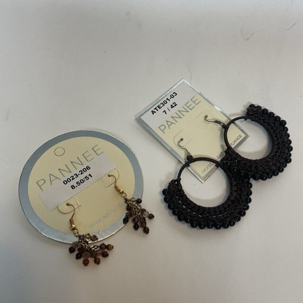 Other Pannee Loop /Hoop Macrame Earrings Brown & Beaded Dangle Size ONE SIZE - 1 Thumbnail