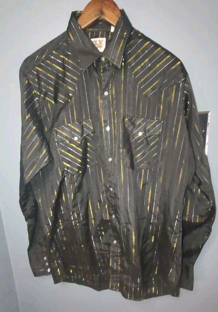 Designer ELY CATTLEMAN MENS Size 16-35 Black Gold Stripes Western Size US M / EU 48-50 / 2 - 1 Thumbnail