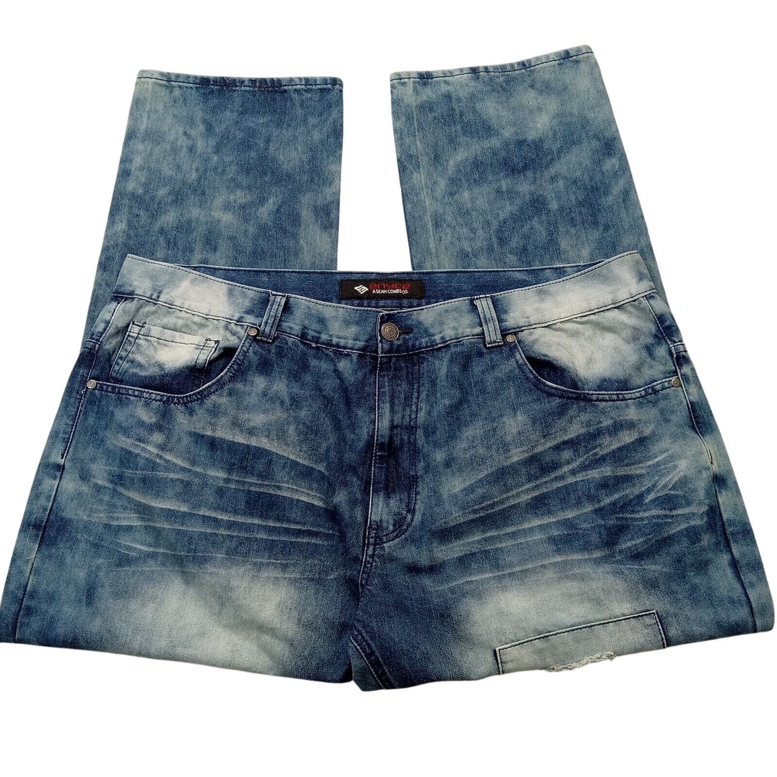 Enyce Enyce Jeans 38 X 32 Baggy Y2K Blue Destroyed Grunge Denim Size US 38 / EU 54 - 4 Thumbnail