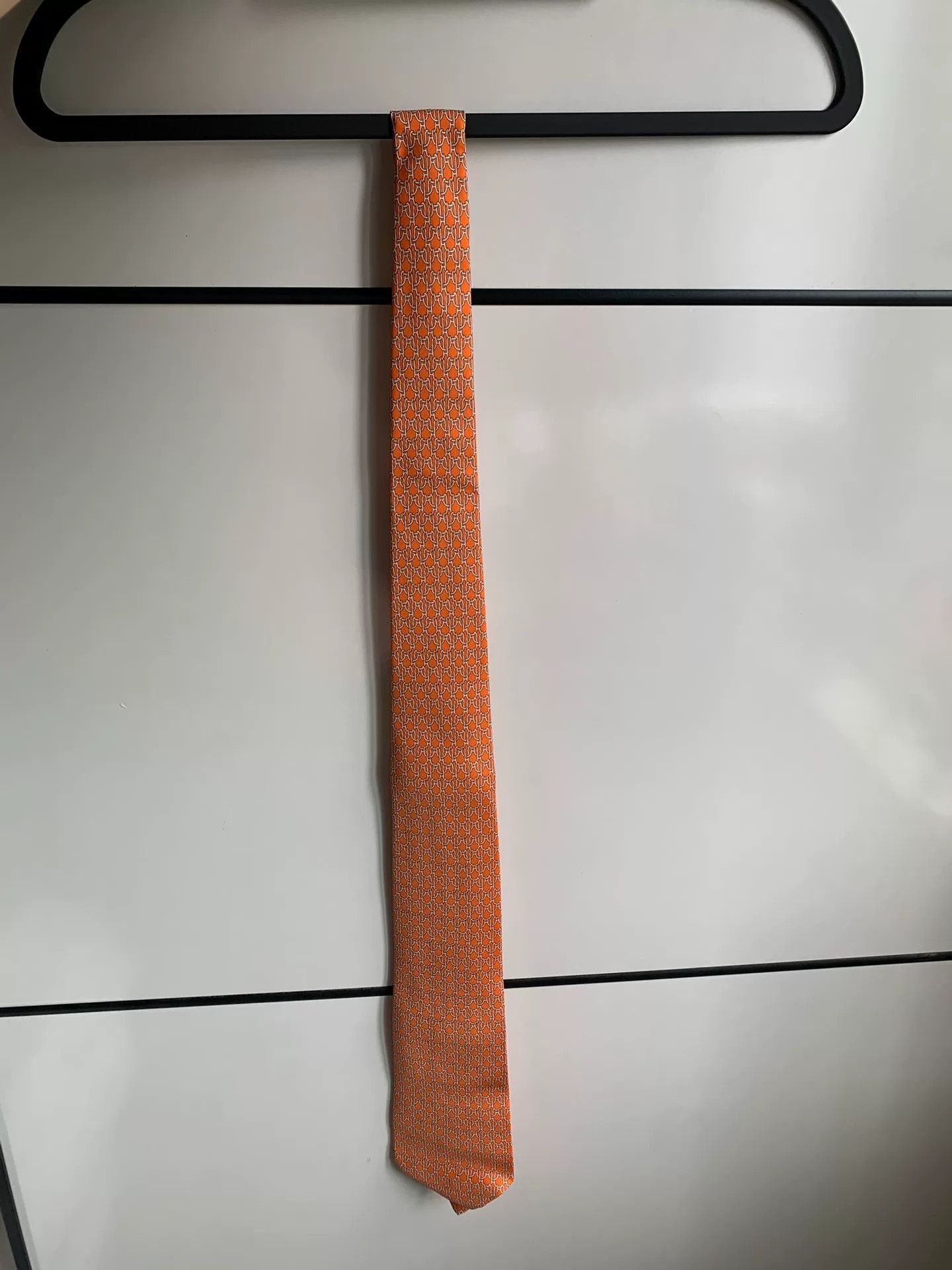 Hermes Hermès Orange Silk Tie Size ONE SIZE - 1 Thumbnail