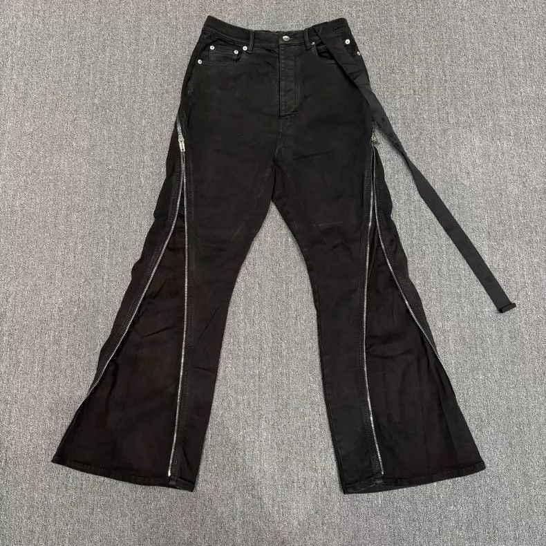 Rick Owens RICK OWENS Black Flared Zipper Jeans Size 29-2505 Size US 29 - 1 Thumbnail