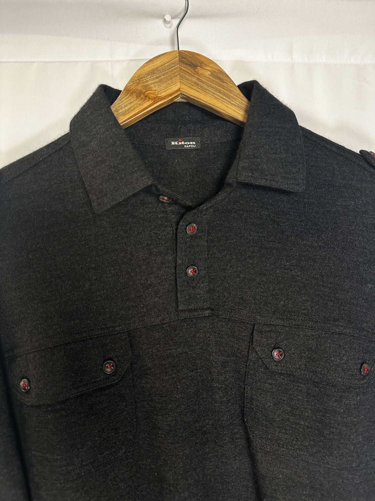 Kiton Kiton Black Long Sleeve Polo in Cashmere and Silk, Size M Size US M / EU 48-50 / 2 - 2 Thumbnail