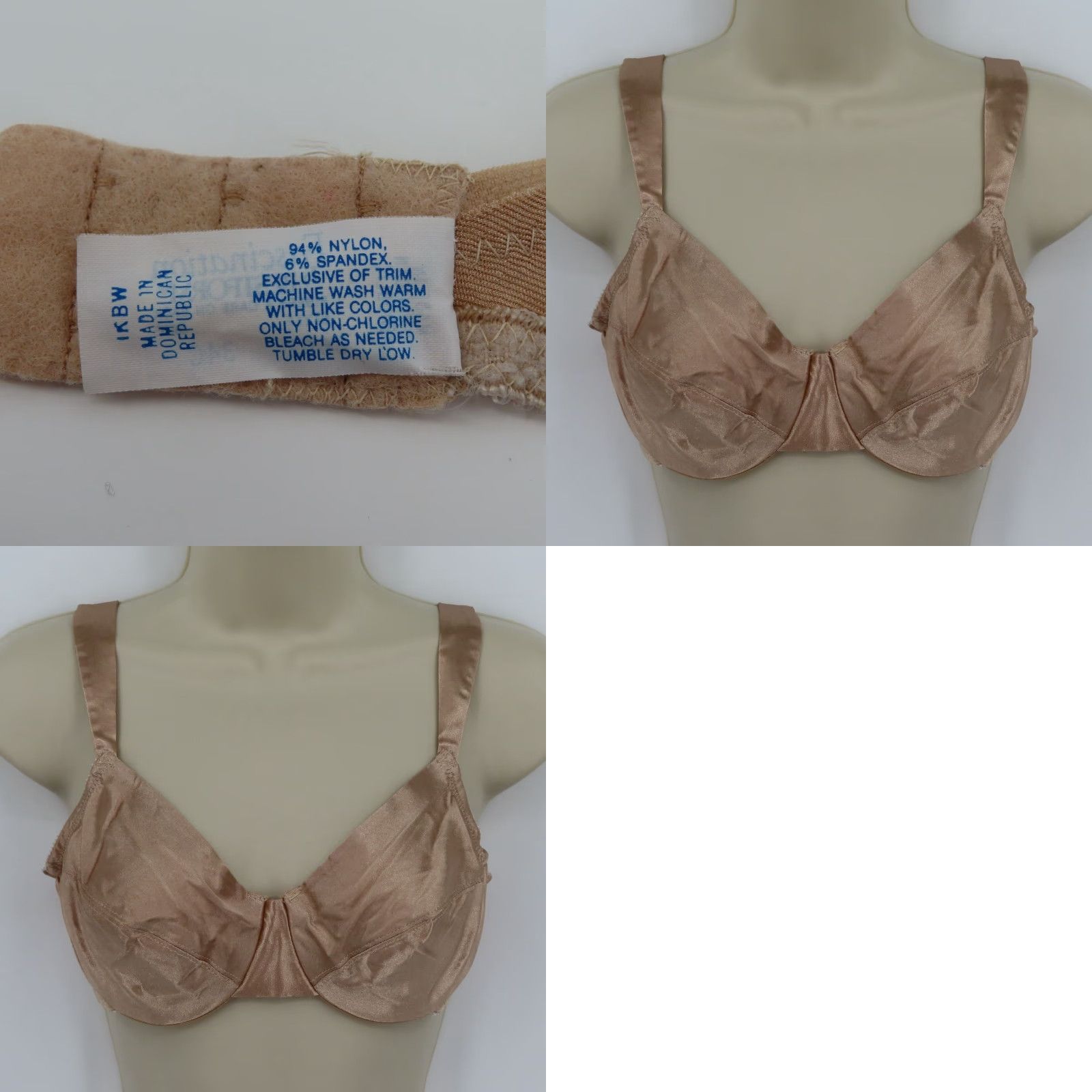 Vintage VINTAGE Bestform Fascination 34C 6662 Beige Shiny Satin Underwire Wide Strap Bra VTG Size ONE SIZE - 9 Thumbnail