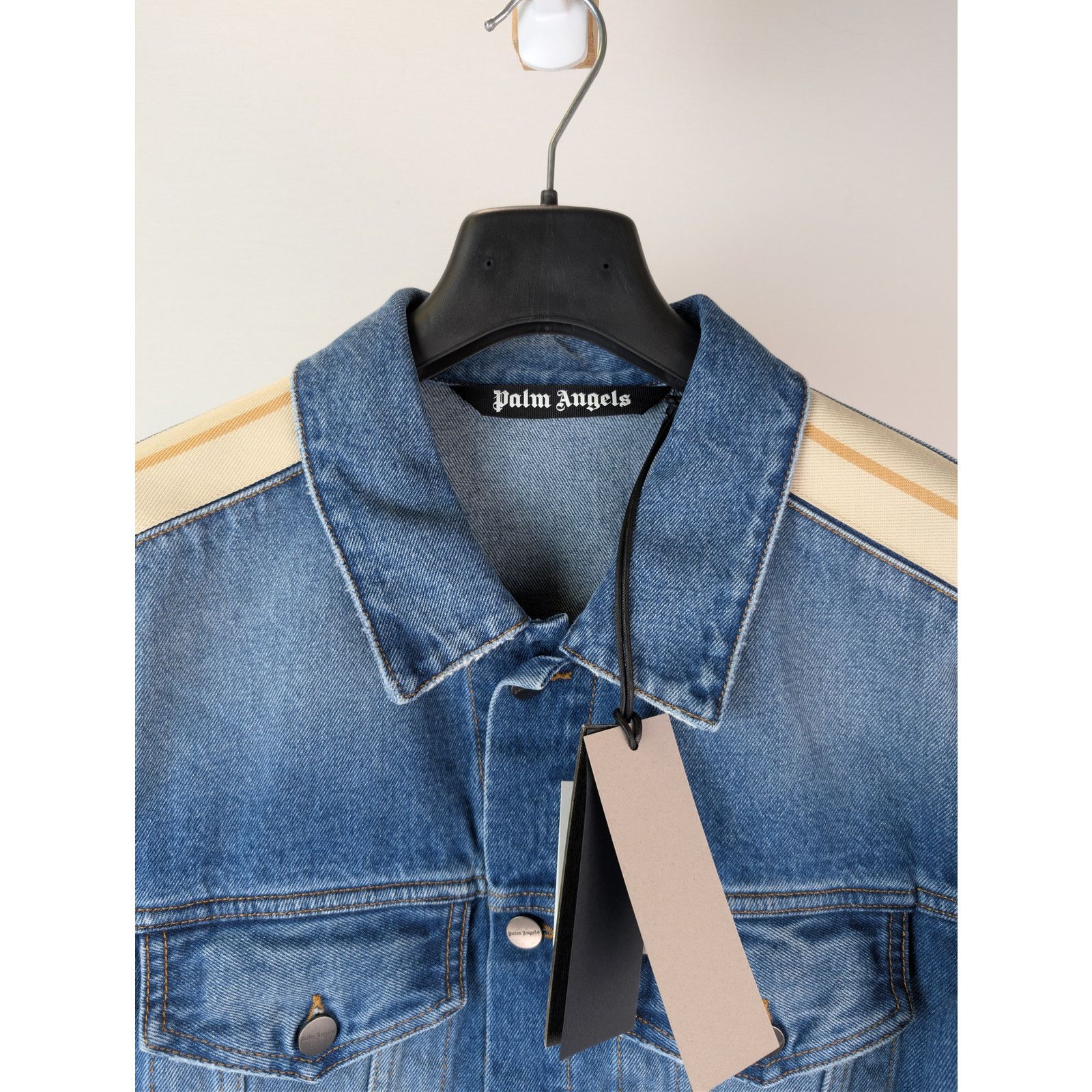 Palm Angels o1rshd1 Indigo Track Denim Jacket in Light Blue / White Size US L / EU 52-54 / 3 - 7 Thumbnail