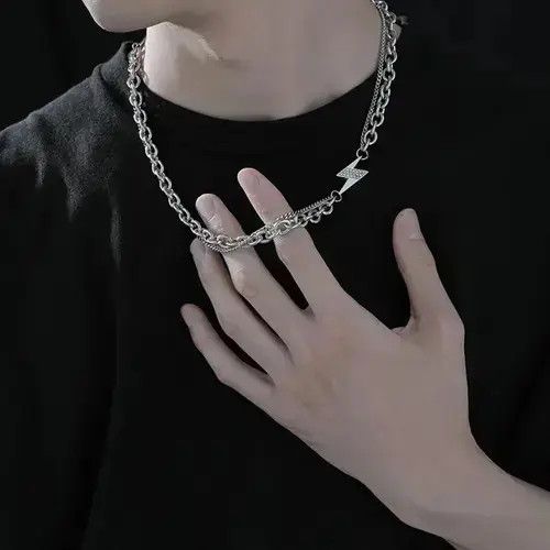 Jewelry Bolt Chrome Chain Silver Goth God Vibe Necklace Size ONE SIZE - 1 Thumbnail