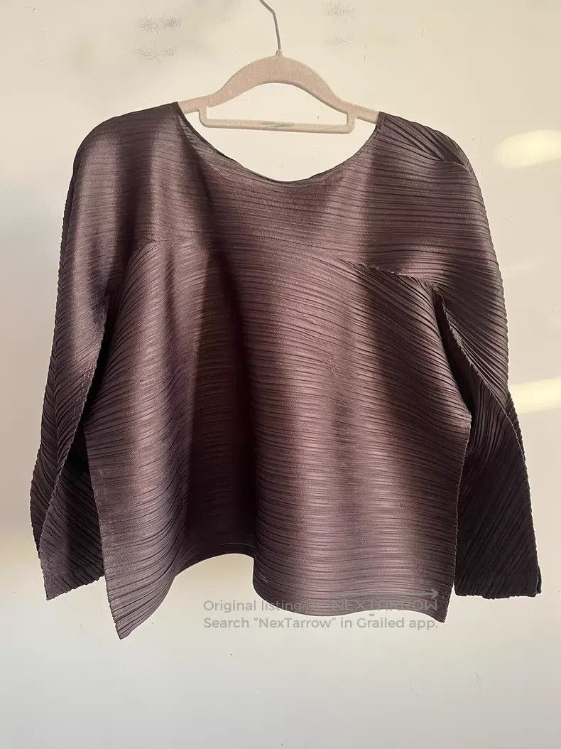 Issey Miyake Issey Miyake Brown Long Sleeve Top Size L / US 10 / IT 46 - 2 Thumbnail