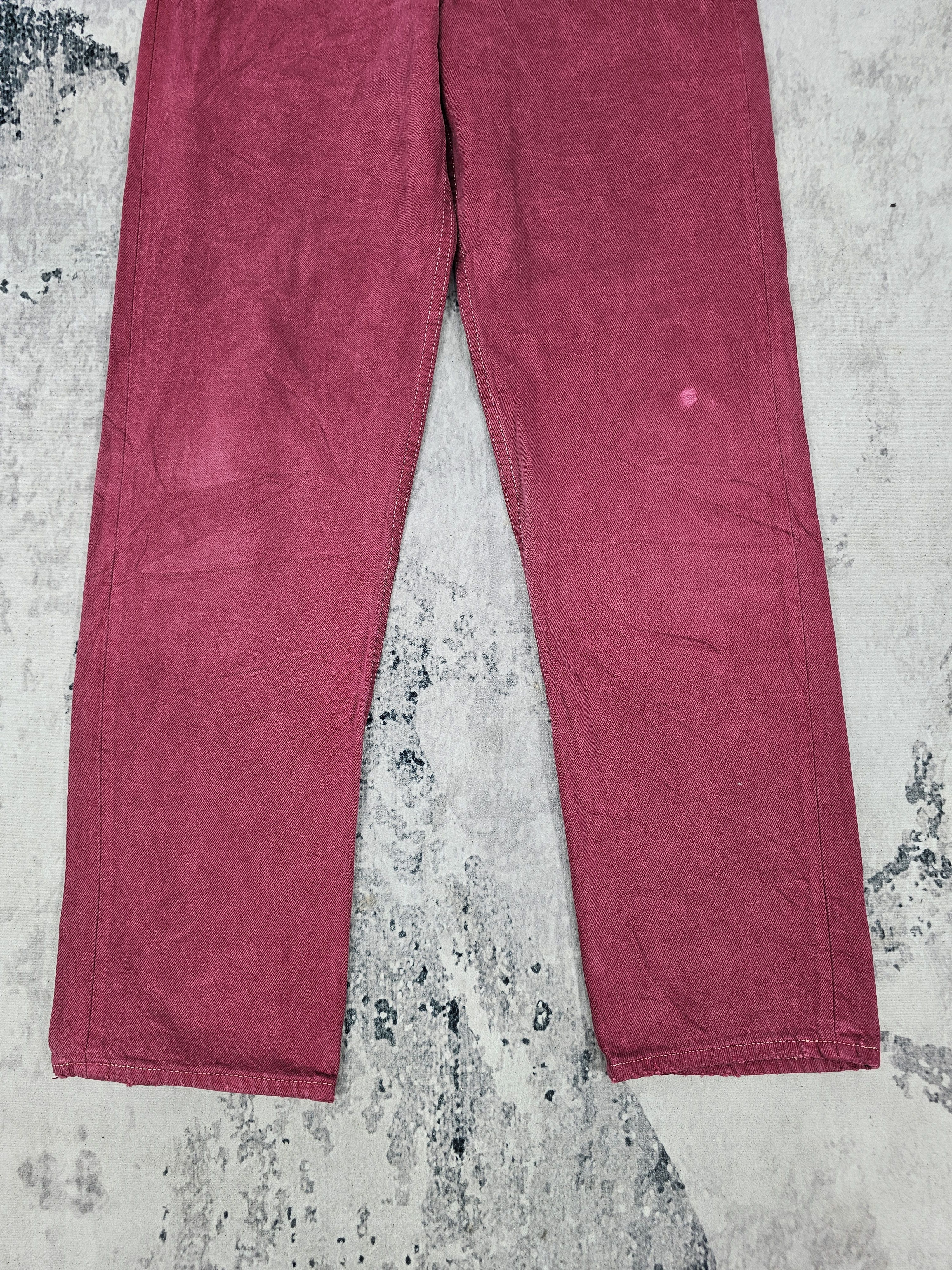 Levi's Vtg 90's LEVIS 501 Maroon Ripped Jeans Size 29X30 L0423 Size US 29 - 4 Thumbnail