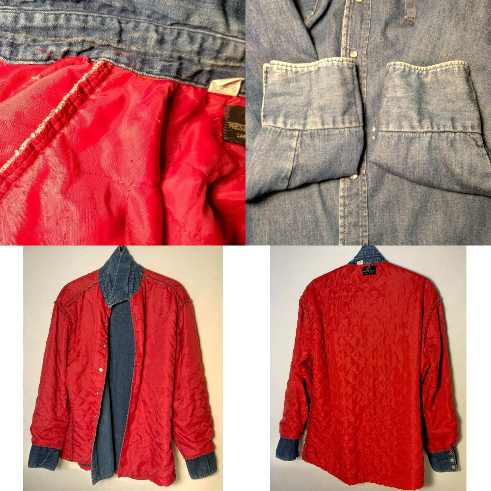 Sears VINTAGE Sears Western Wear Shirt L Blue Chambray Pearl Snap Quilted Shacket Mens Size US L / EU 52-54 / 3 - 8 Thumbnail