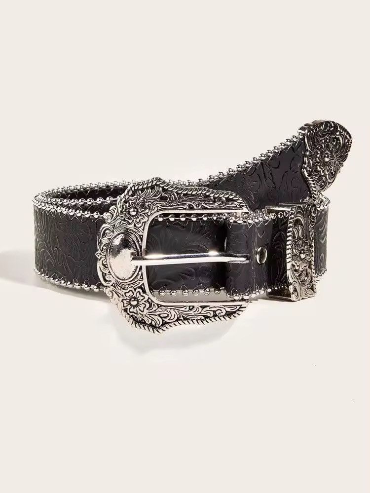 Japanese Brand 122 cm style american western silver snakeskin boho belt Size ONE SIZE - 4 Thumbnail