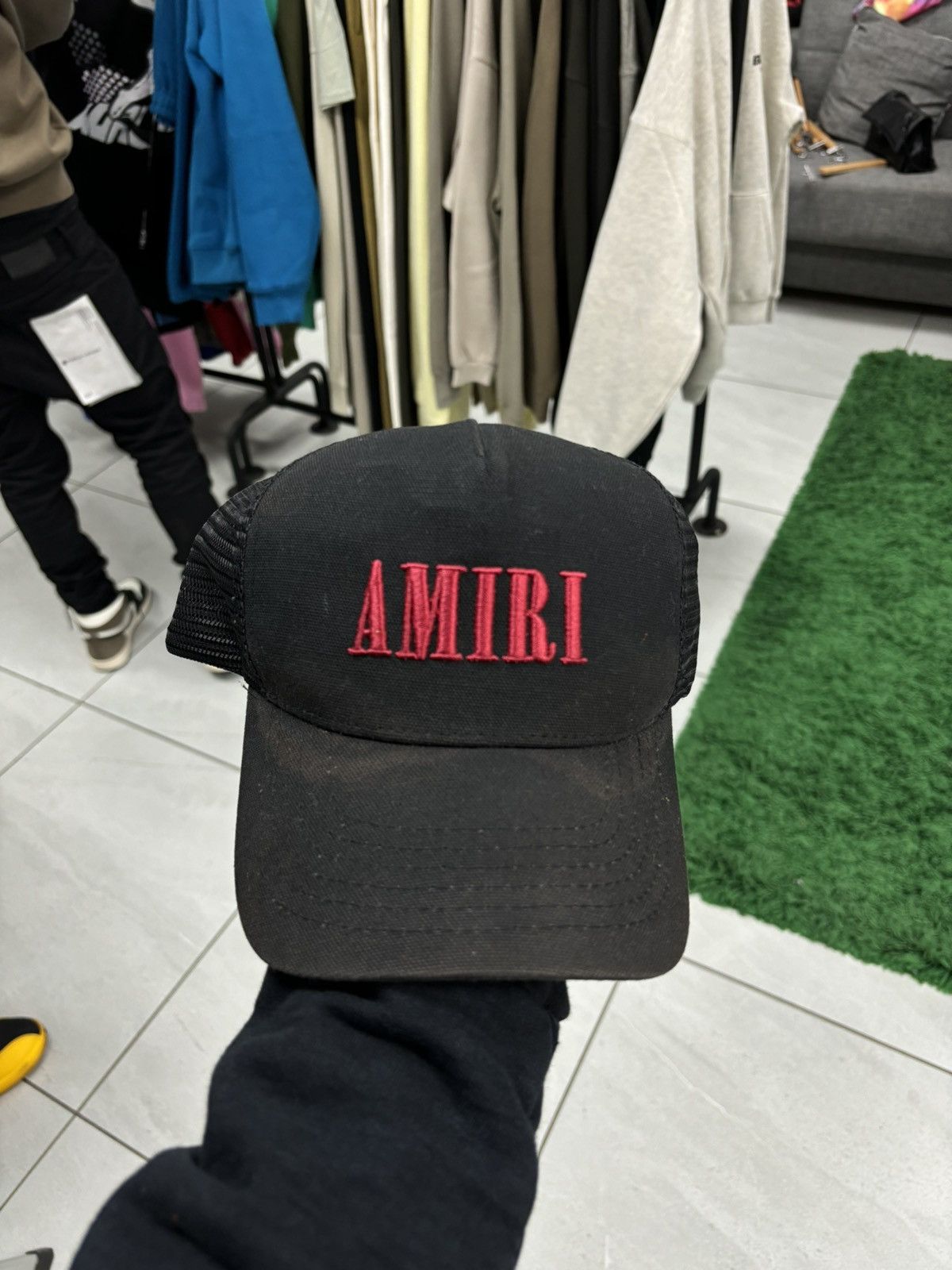 image of Amiri Black Red Trucker Hat, Men's