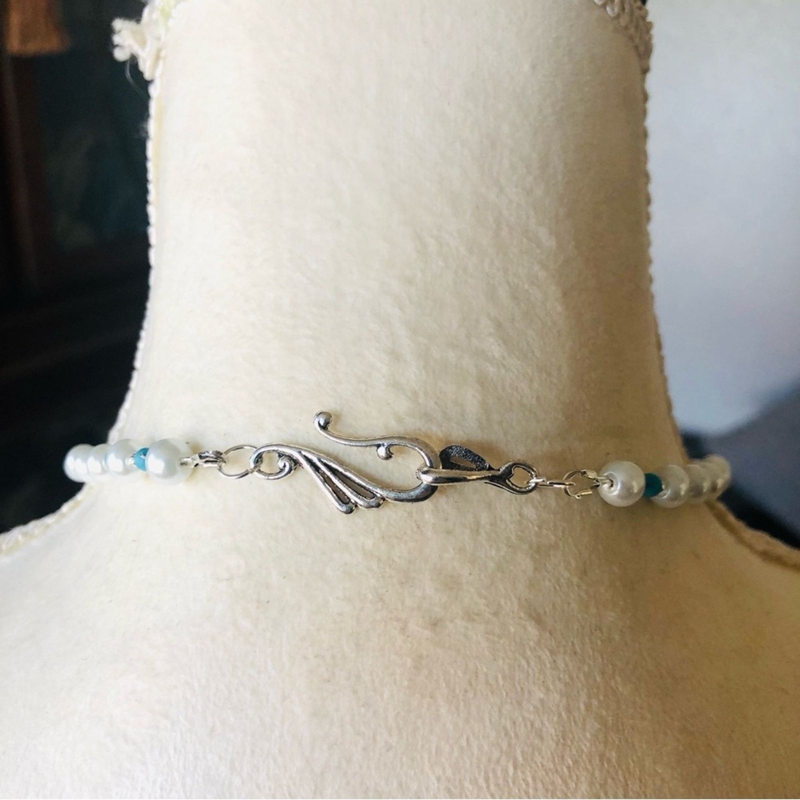 Handmade Handcrafted repurpose howlite cluster Pearl necklace Size ONE SIZE - 7 Thumbnail
