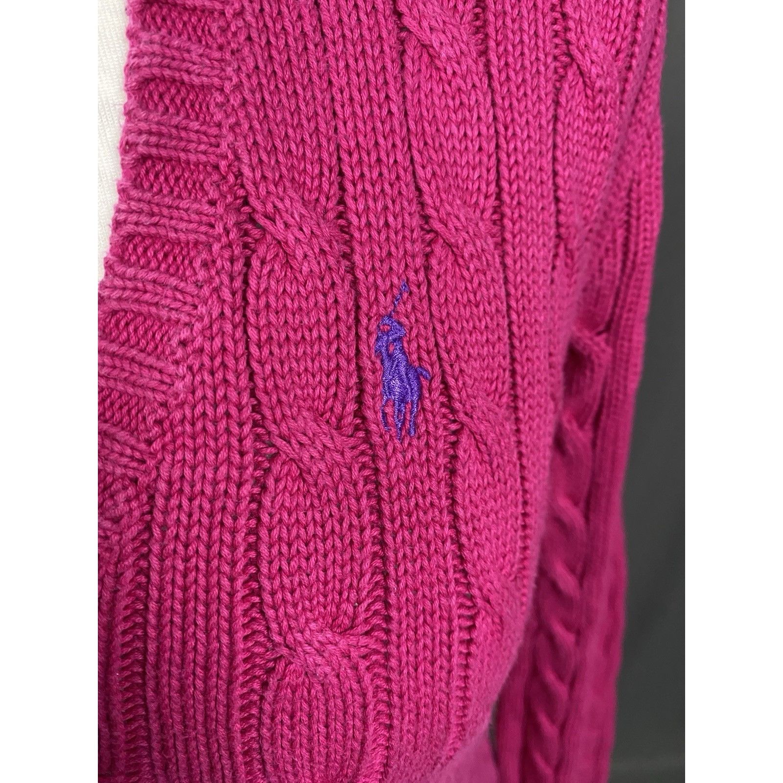 Ralph Lauren Sport Ralph Lauren Small Logo Women's Pink Cable Knitted V-Neck Sw Size M / US 6-8 / IT 42-44 - 8 Thumbnail