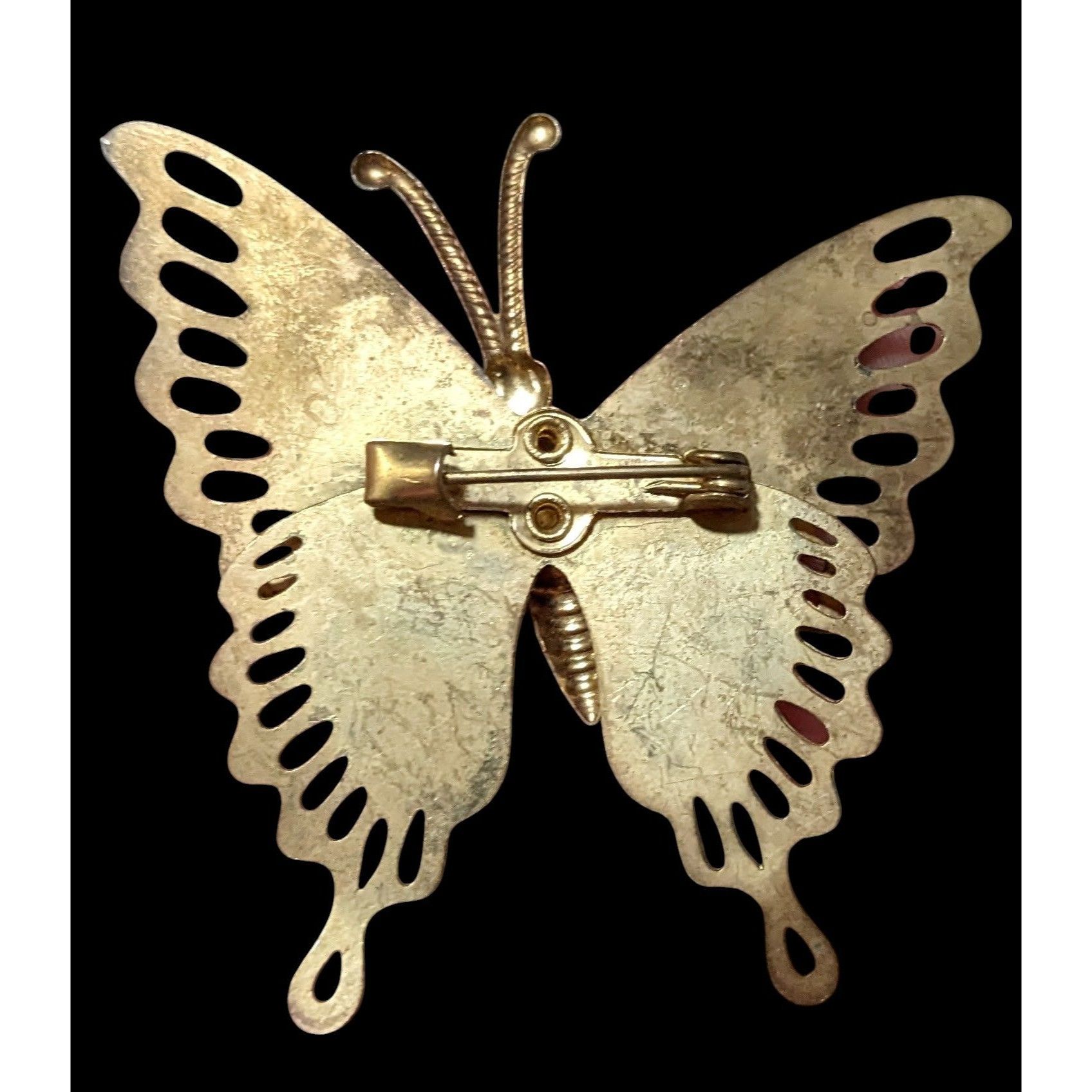Other Vintage Gold Tone Rainbow Glitter Butterfly Brooch Size ONE SIZE - 3 Thumbnail
