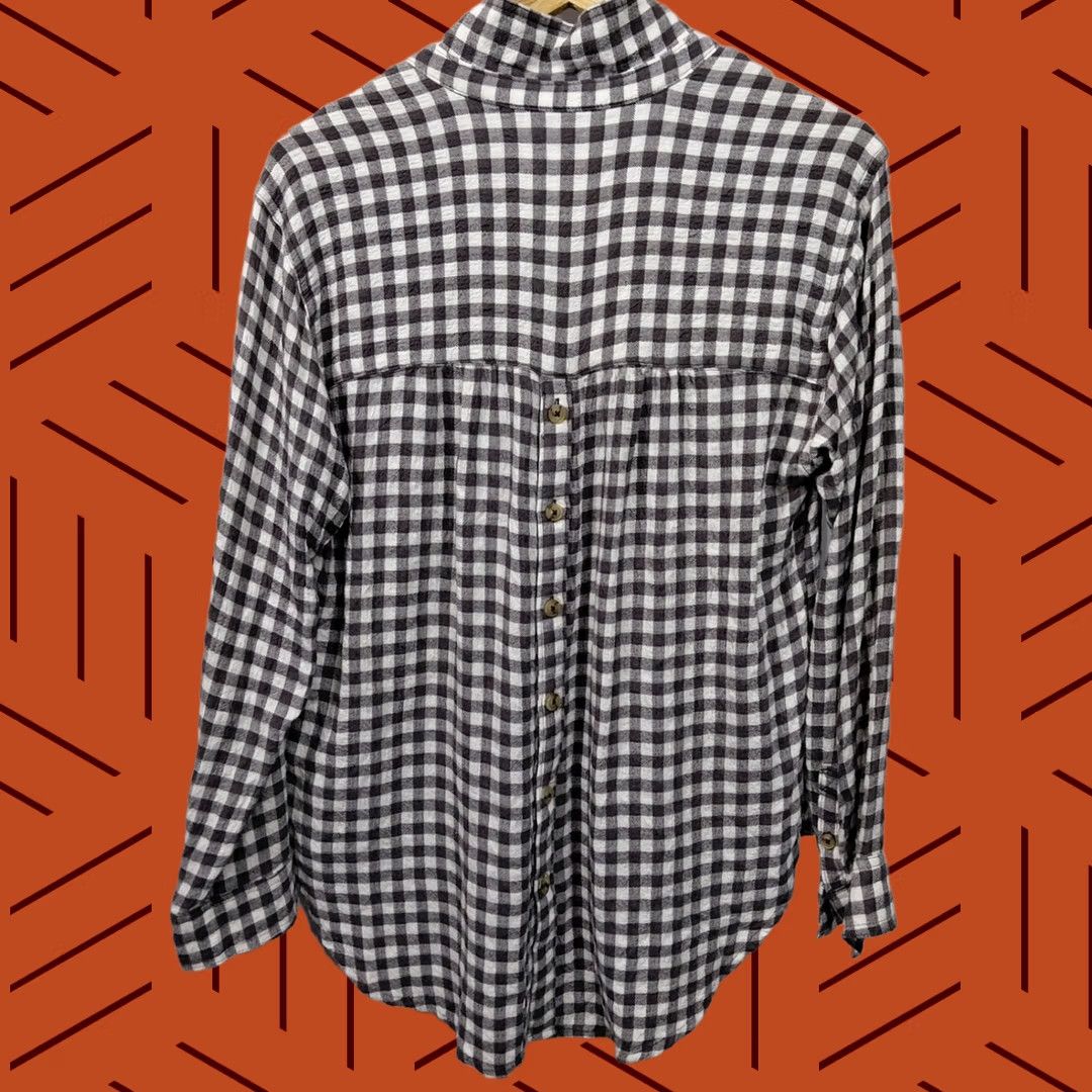 Anthropologie Anthropologie Button-Up Shirt Black White Plaid Viscose—M, Women’s, Long Sleeve, Regular Fit Size M / US 6-8 / IT 42-44 - 1 Thumbnail
