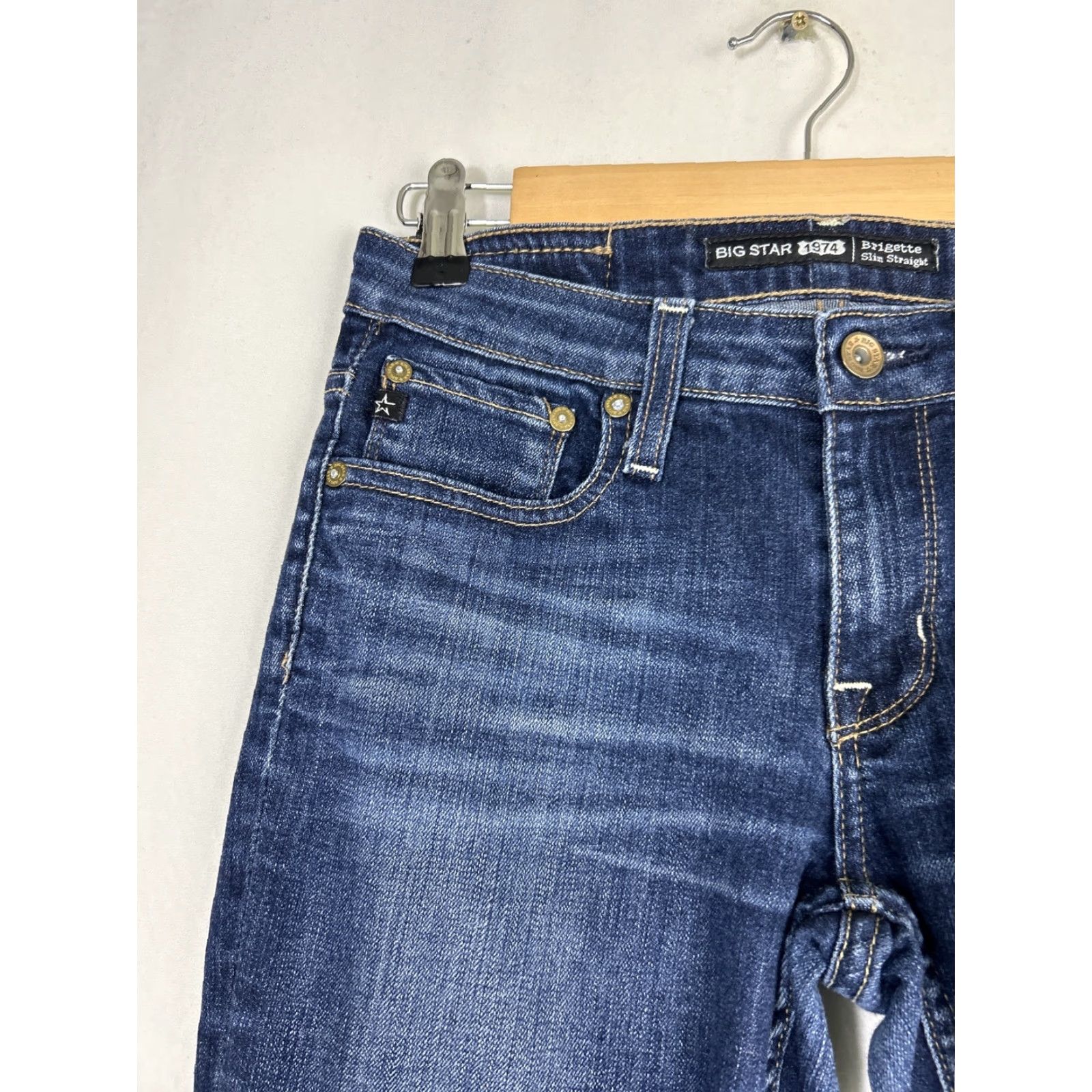 Vintage BIG STAR Jeans Womens Bootcut 26R 28x32 Dark Blue Low Rise 5-Pocket Embroidered Logo N/A Size 26" / US 2 / IT 38 - 5 Thumbnail