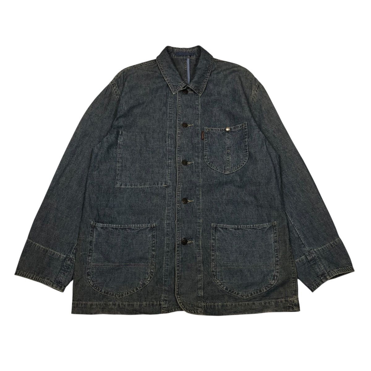 Japanese Brand 🔥VINTAGE CHORE WORK JACKET DENIM CROCODILE ISSEY MIYAKE Size US L / EU 52-54 / 3 - 1 Thumbnail