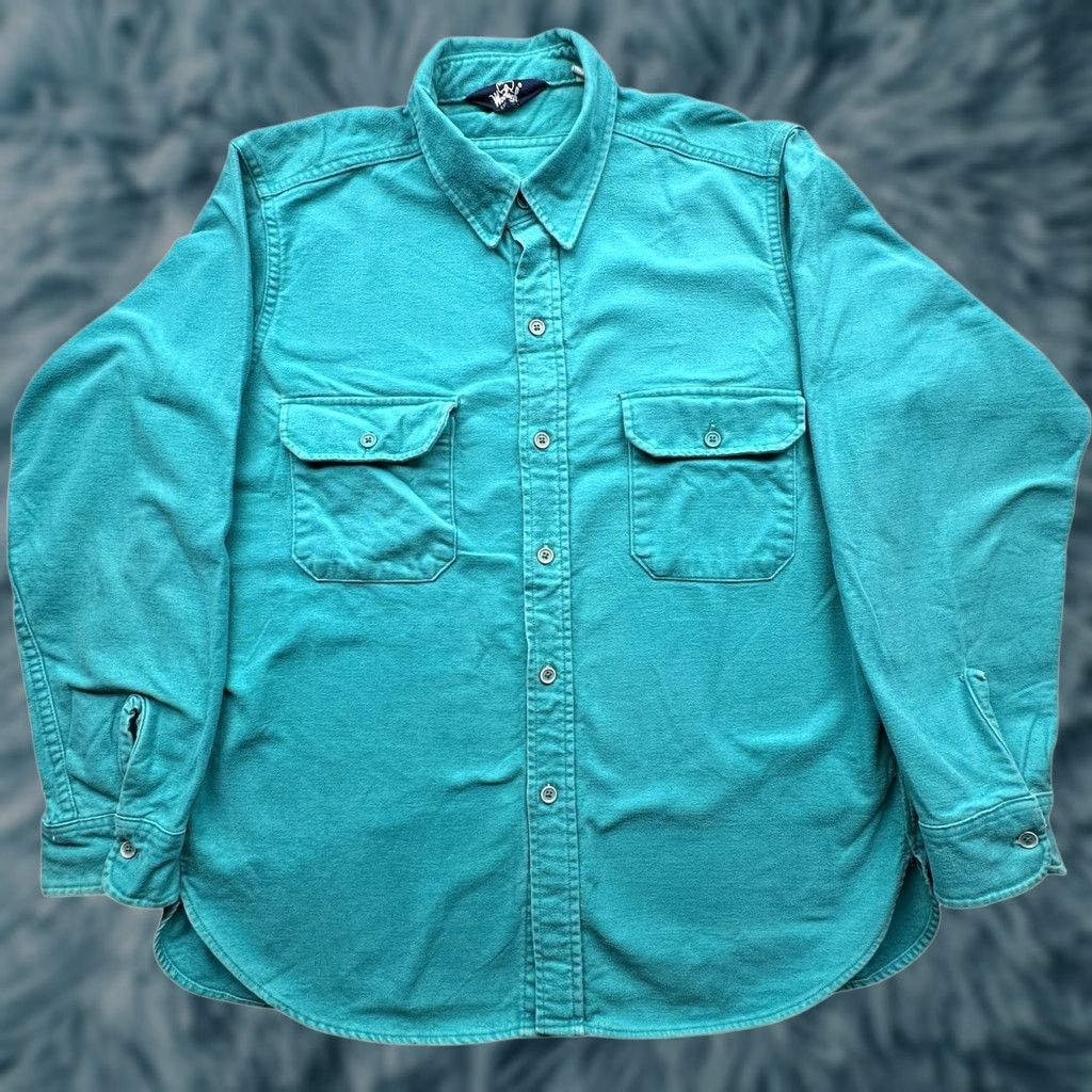Vintage VINTAGE Woolrich Chamois Flannel Long Sleeve Shirt Mens XL Teal Green Size US XL / EU 56 / 4 - 1 Thumbnail