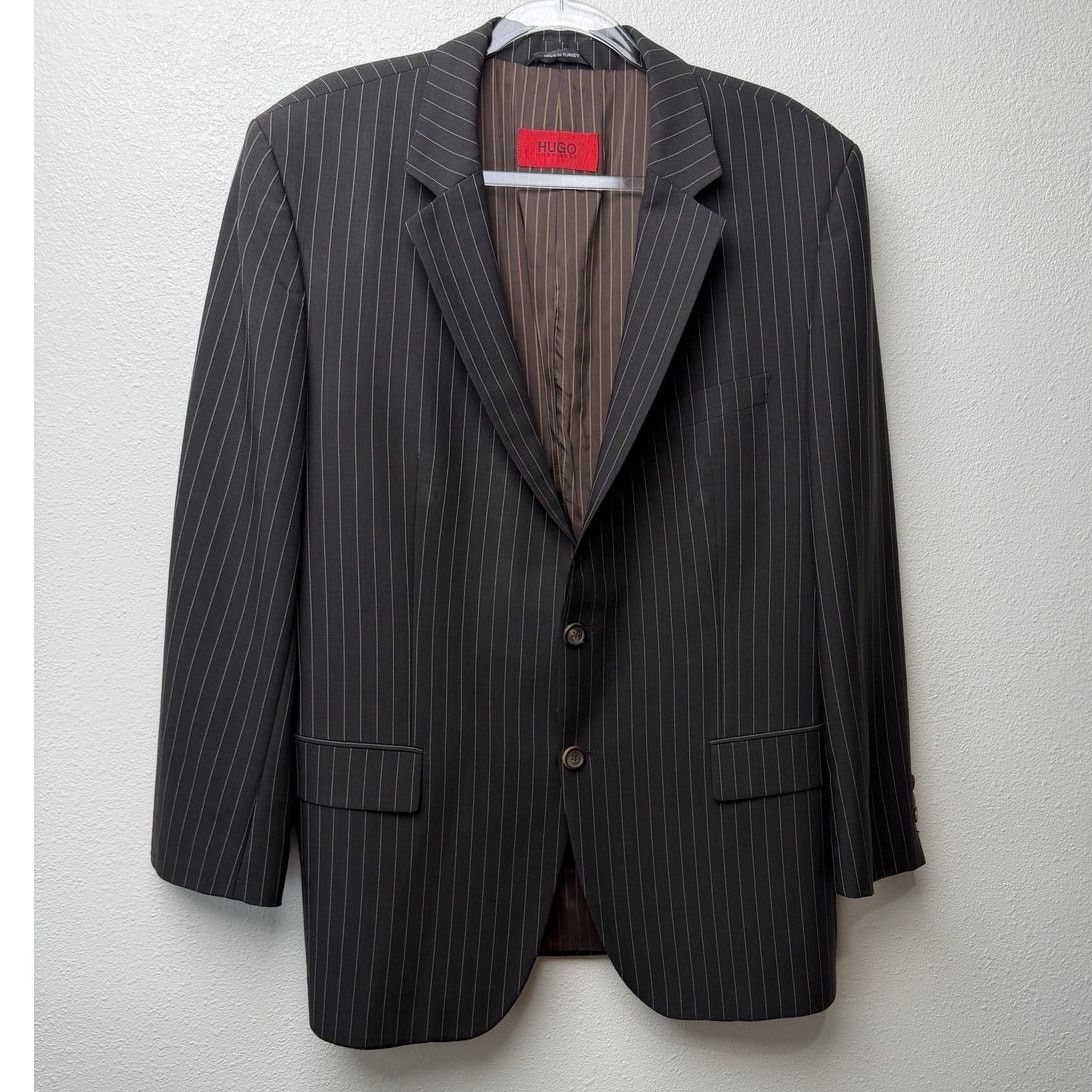 Hugo Boss Hugo Boss Black Pinstripe Wool Mohair 2 Pc Suit Men’s 46R Size 46R - 2 Thumbnail