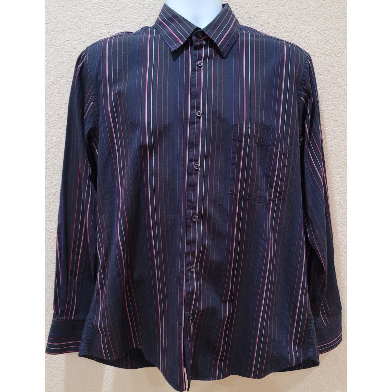 Emanuel Ungaro Emanuel Ungaro Black Pink Striped Button Up Men Shirt Large Size US L / EU 52-54 / 3 - 1 Thumbnail