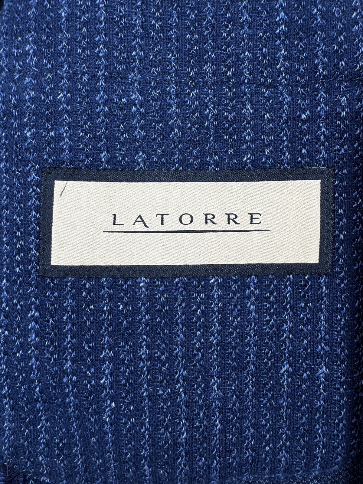 Other Latorre blue cotton linen patterned unlined 2 button blazer Size 44R - 10 Thumbnail