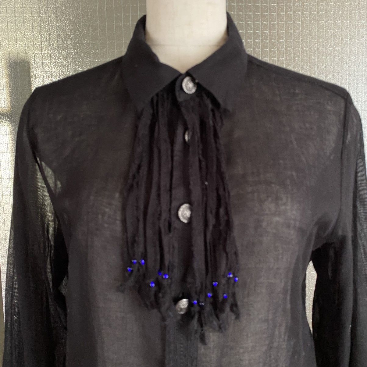 Sunao Kuwahara Sunao Kuwahara Sheer Black Fringed Blouse Size M / US 6-8 / IT 42-44 - 18 Thumbnail