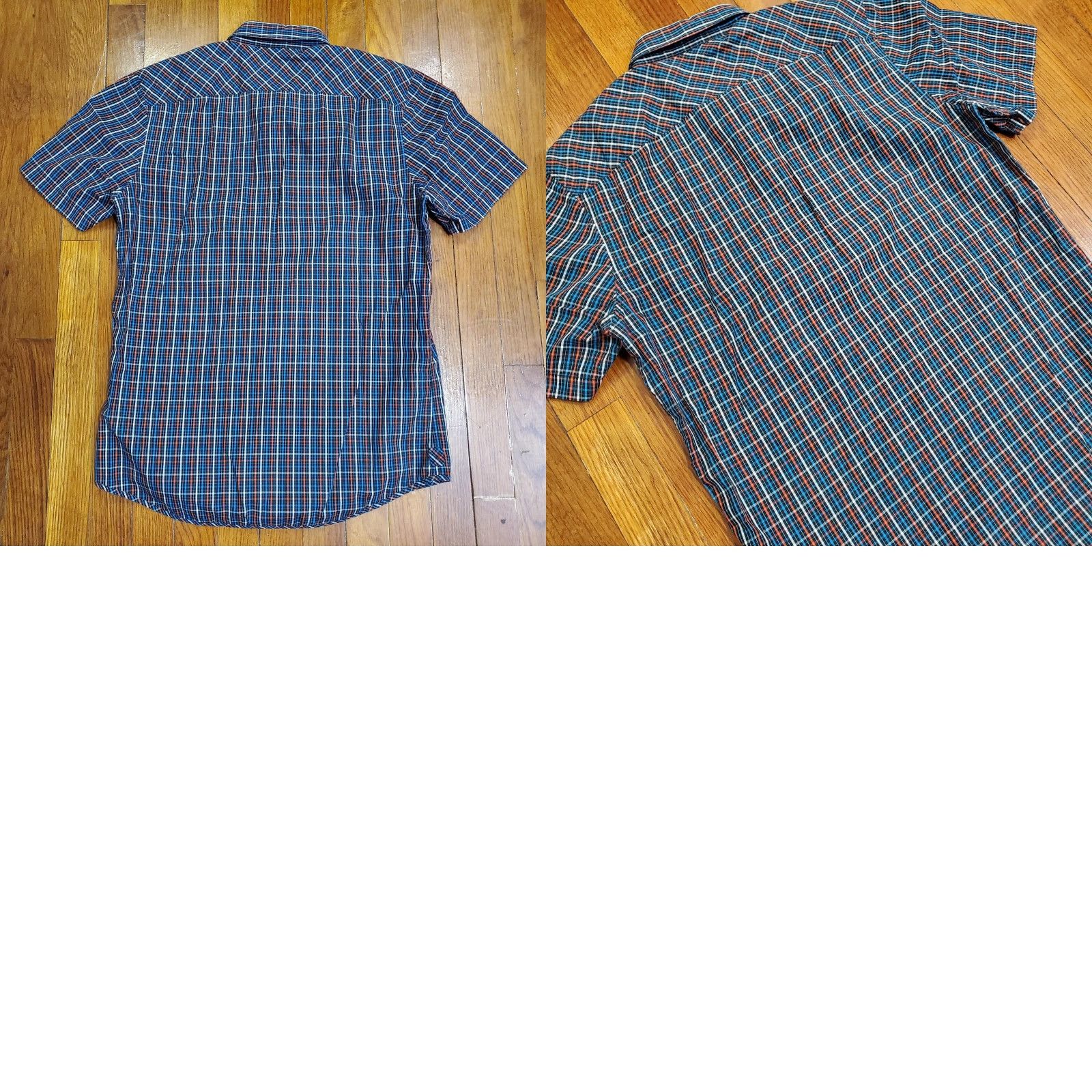 Lacoste Lacoste L!VE Shirt Mens 40 Blue Orange Plaid Short Sleeve Button Up Casual Size US L / EU 52-54 / 3 - 8 Thumbnail