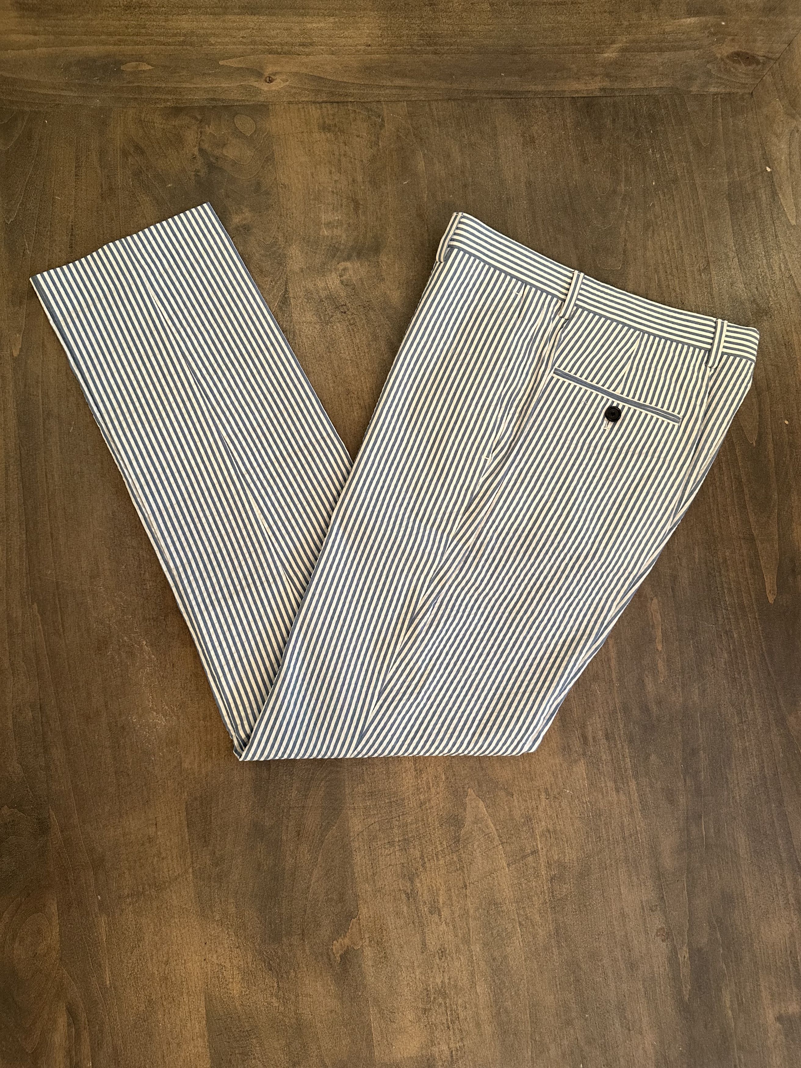 J.Crew J-Crew Seersucker Suit (Blue and White Stripe) Size 34S - 7 Thumbnail