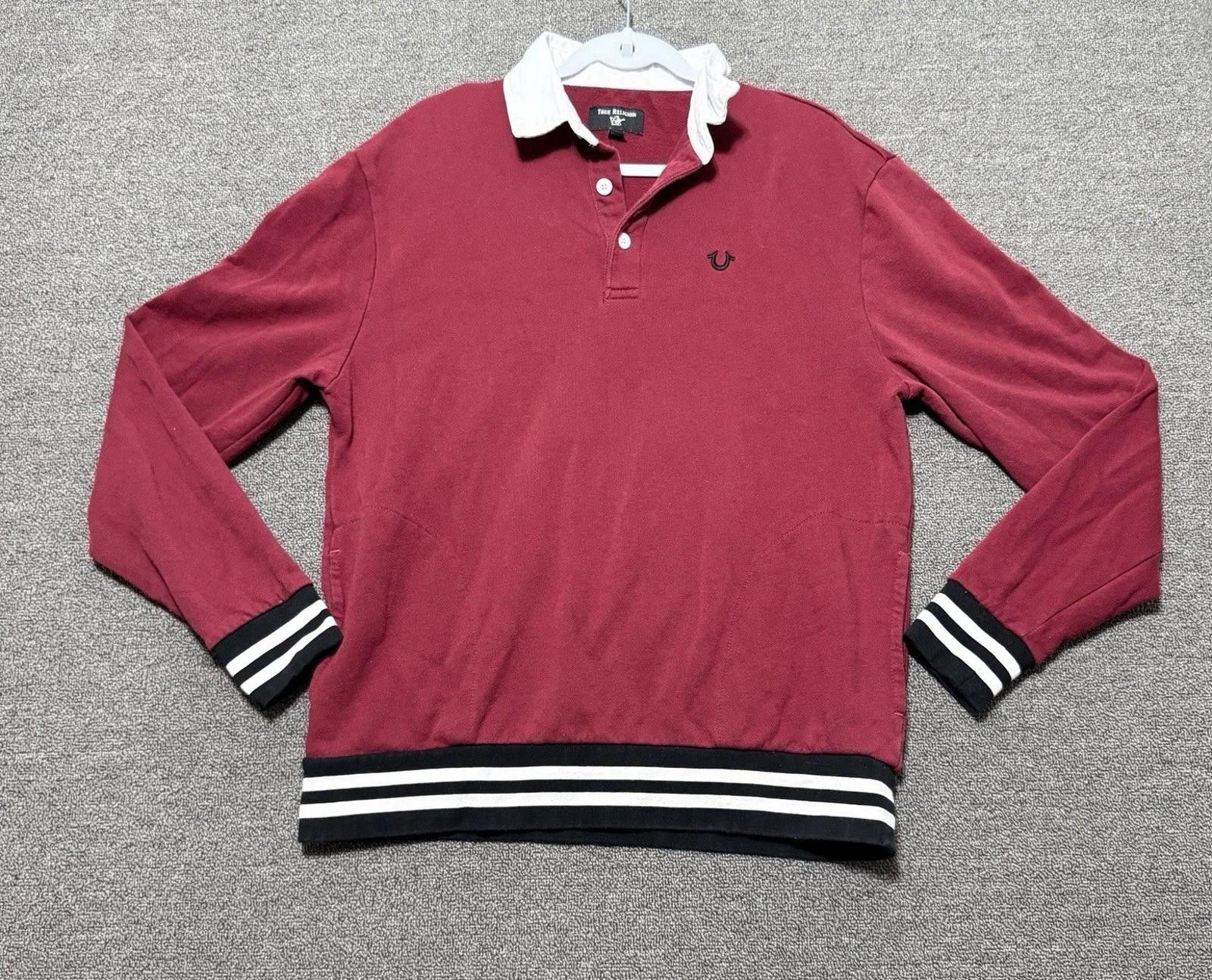 True Religion True Religion Mens M MaroonLong Sleeve Y2K Rugby Polo Size US M / EU 48-50 / 2 - 1 Thumbnail