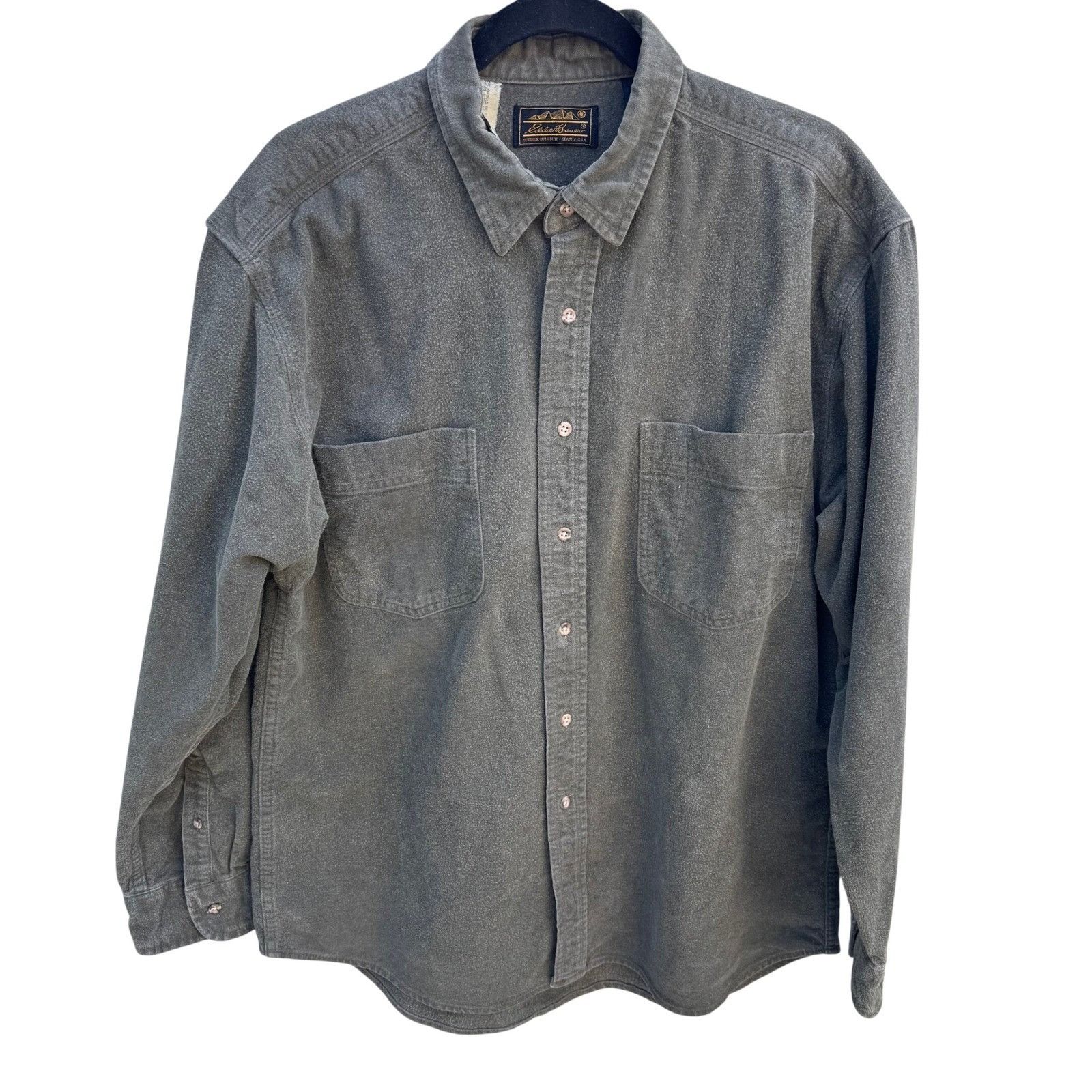 Eddie Bauer Eddie Bauer Vintage Mens Olive Green Heavy Cotton Chamois Sh Size US L / EU 52-54 / 3 - 1 Thumbnail