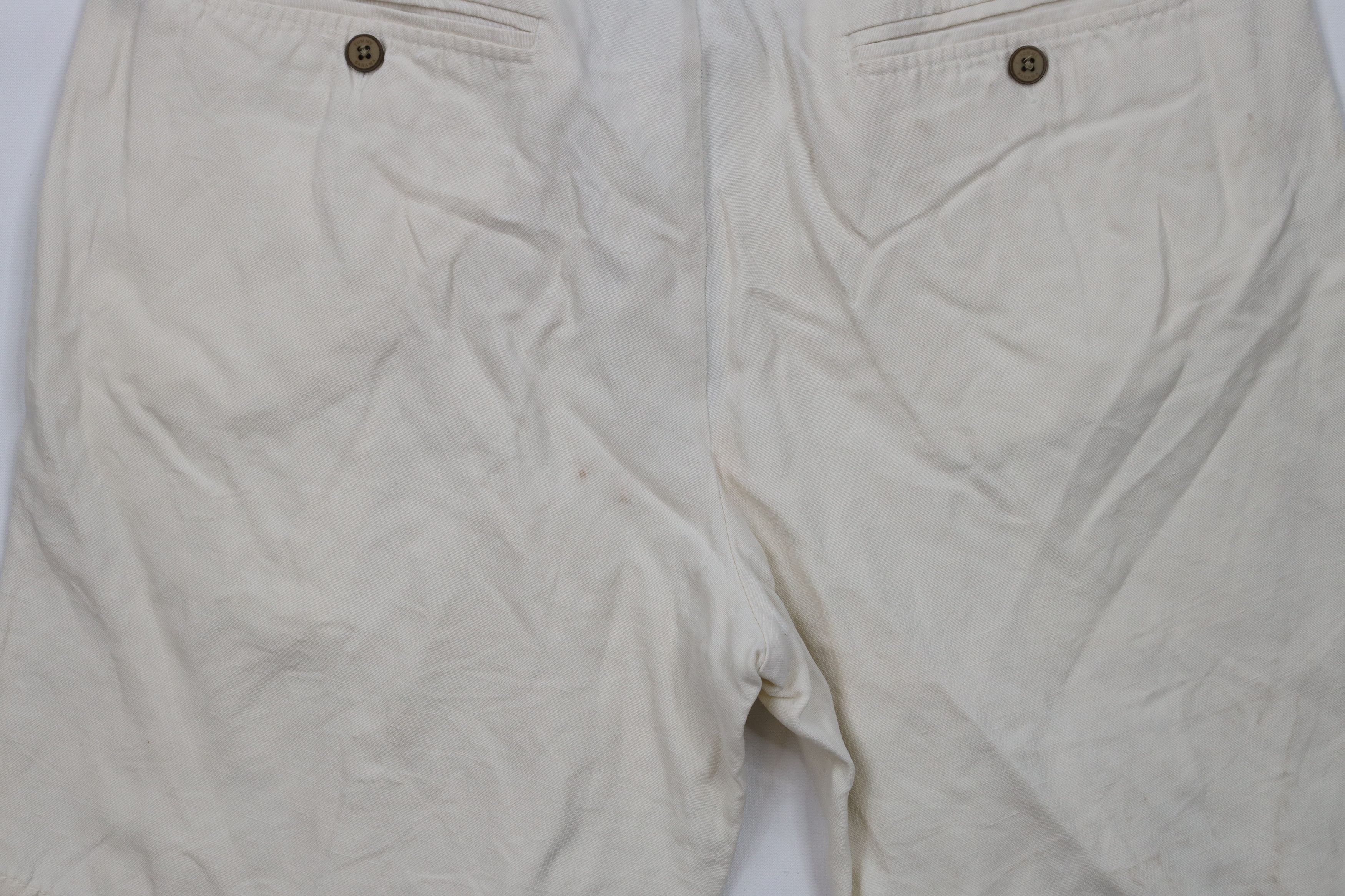 Tommy Bahama × Vintage Tommy Bahama Silk Linen Above Knee Chino Shorts Cream Size US 34 / EU 50 - 11 Thumbnail