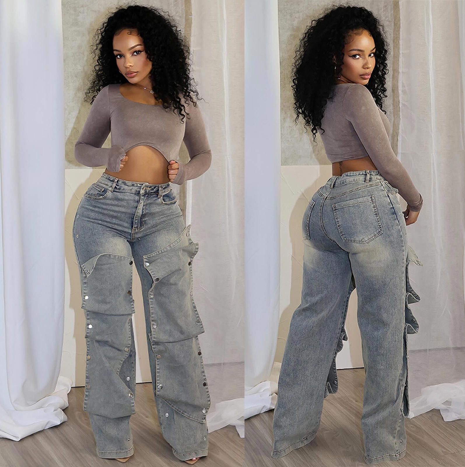 The Unbranded Brand Women's Button High Waist Straight Jeans Size US 32 / EU 48 - 1 Thumbnail