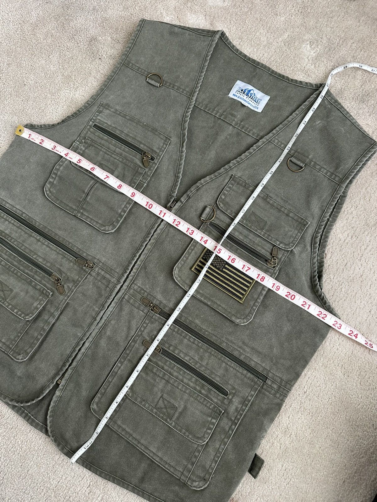 Vintage Vintage Blue Stone Utility Vest USA Flag Patch Olive Green Size US M / EU 48-50 / 2 - 8 Thumbnail