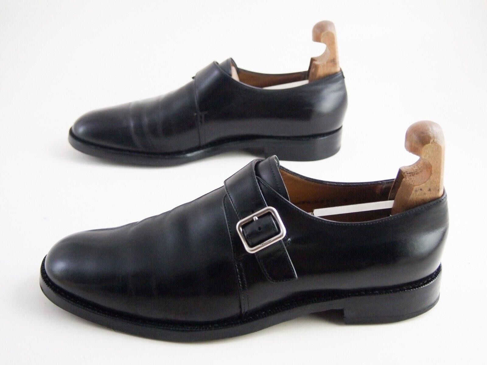 Salvatore Ferragamo Ferragamo Single Monks Black Polished Leather US 8 2E EU 41 Size US 9 / EU 42 - 2 Thumbnail