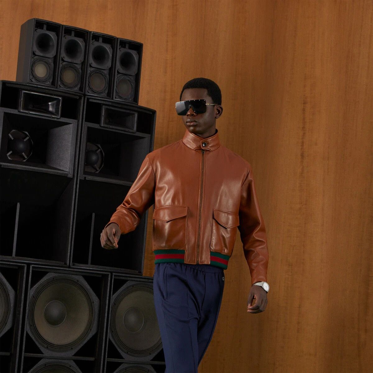 Gucci o1s1wg110725 Leather Bomber Jacket in Brown Size US L / EU 52-54 / 3 - 6 Thumbnail