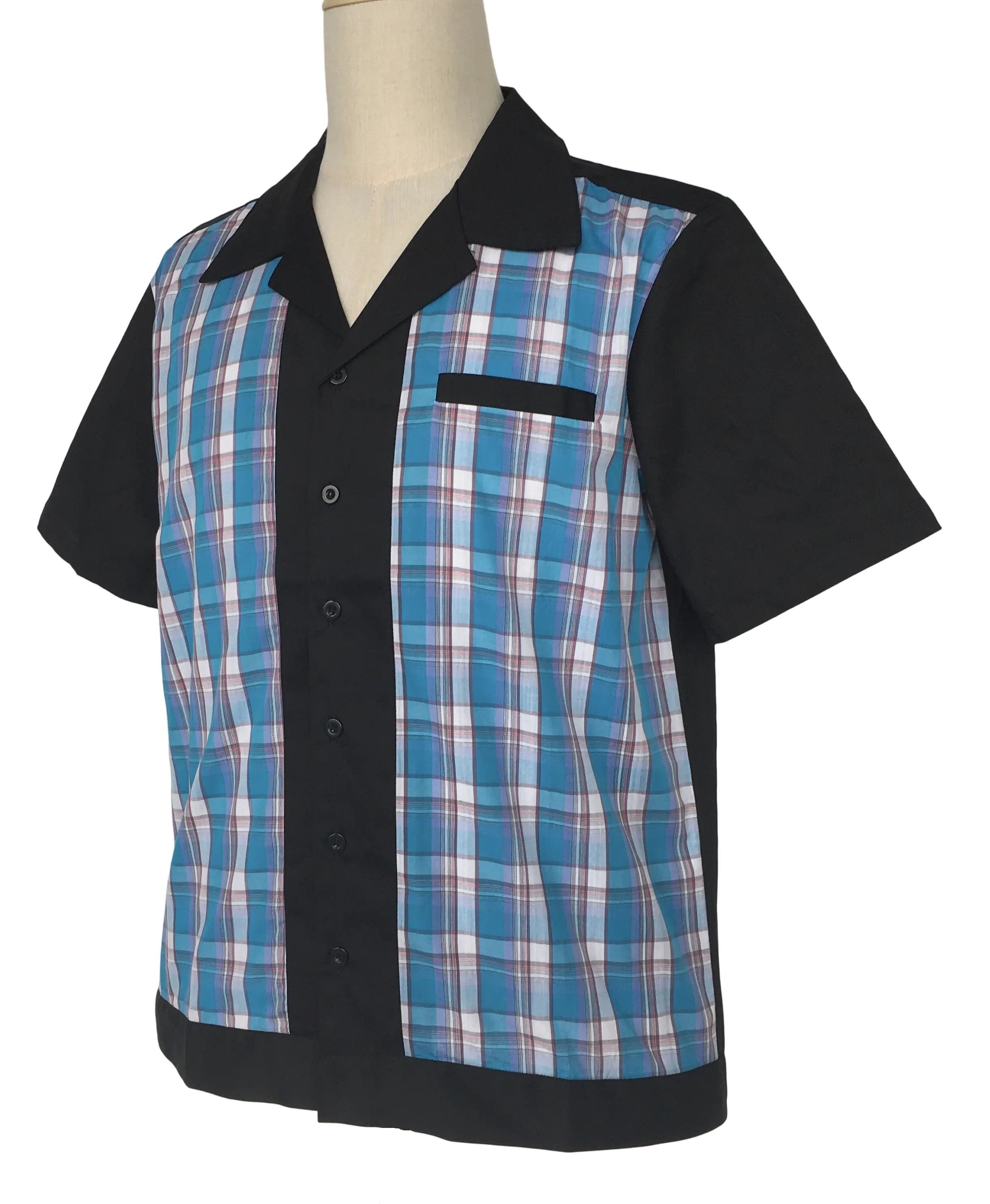 Other Black Contrast Blue Plaid Men Shirts Size US L / EU 52-54 / 3 - 2 Thumbnail