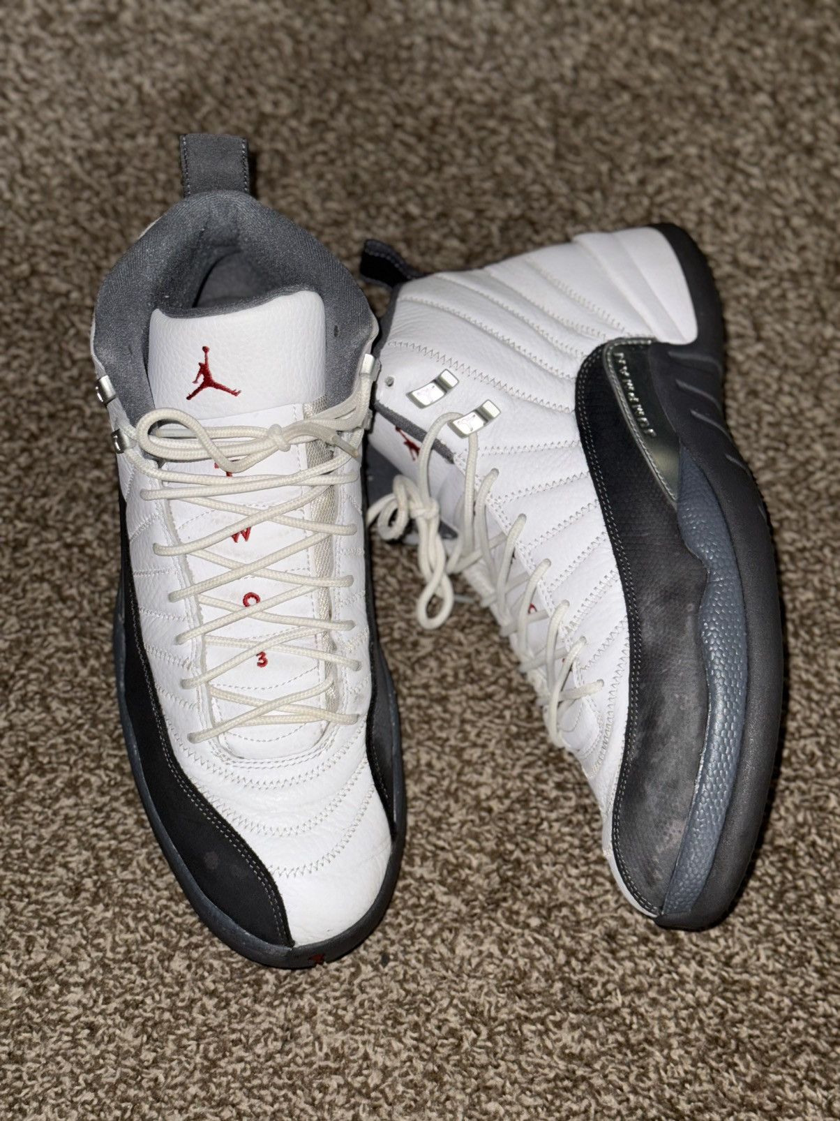 Jordan Brand Jordan 12 Retro White Dark Grey Size US 13 / EU 46 - 2 Thumbnail