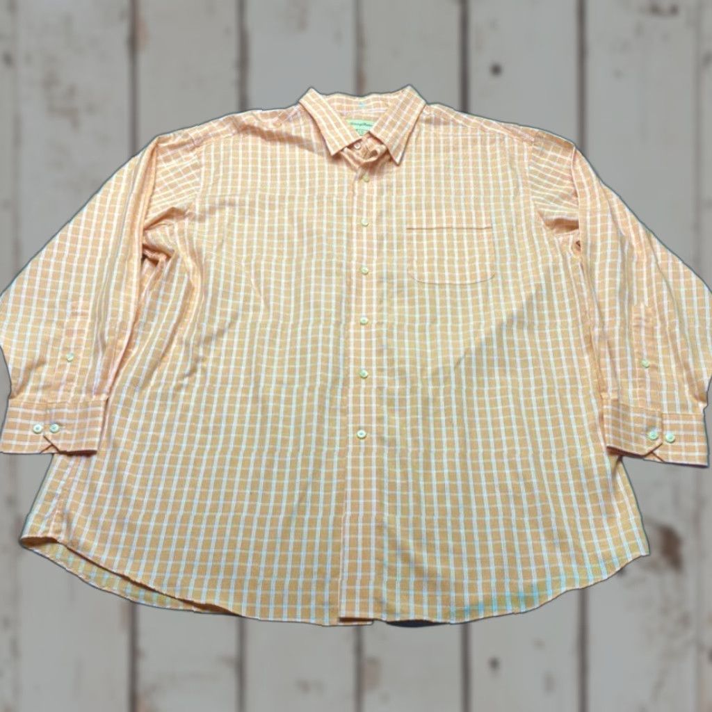 Tommy Bahama Tommy Bahama Dress Shirt Orange White Mens Size 17 32-33 Long Sleeve 8155 Size 46R - 1 Thumbnail