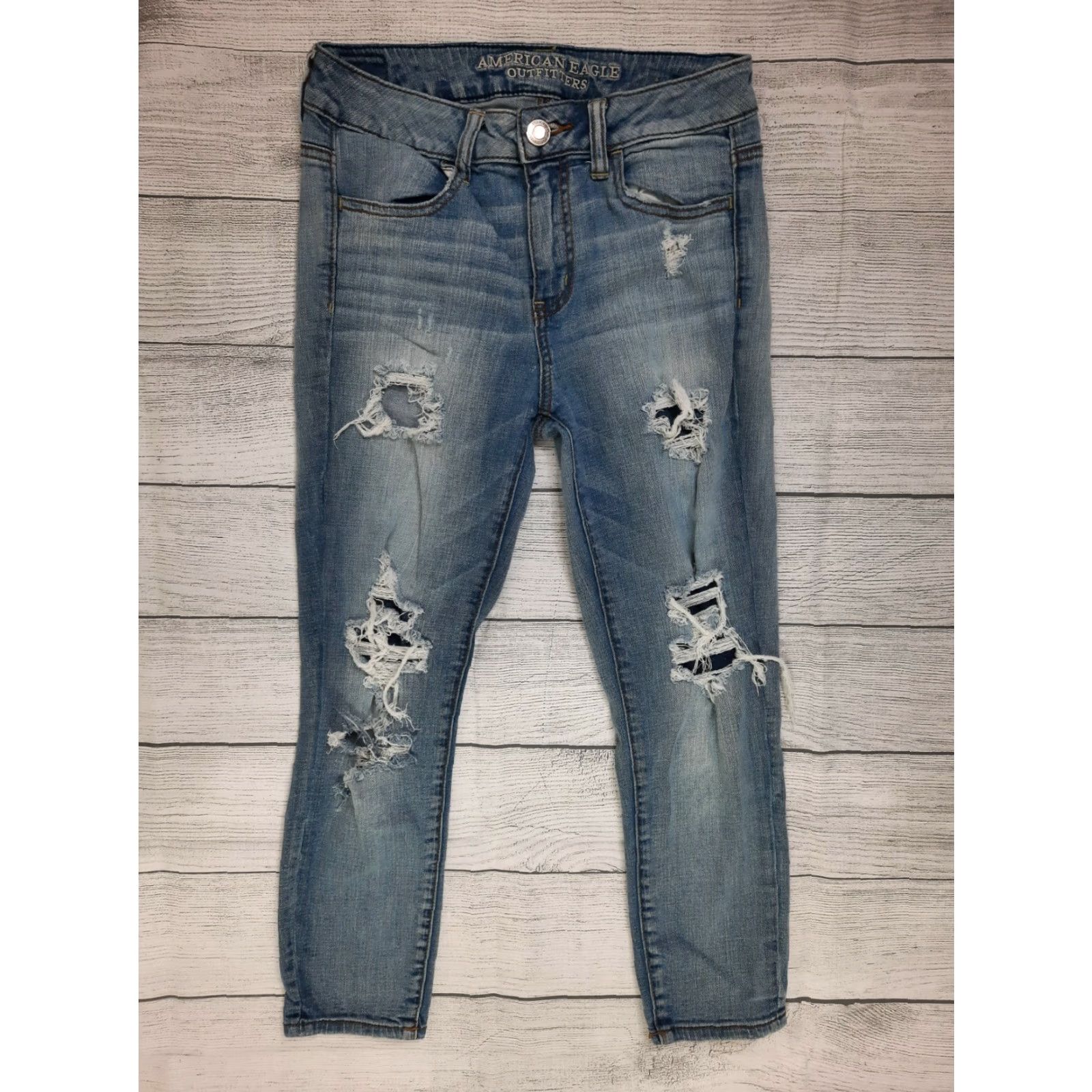 American Eagle Outfitters VINTAGE? No — American Eagle Outfitters Women's Jegging Crop Jeans Blue 5-Pocket Stretch High Rise Slim Size 4 Reg M4J Women Size 27" / US 4 / IT 40 - 2 Thumbnail