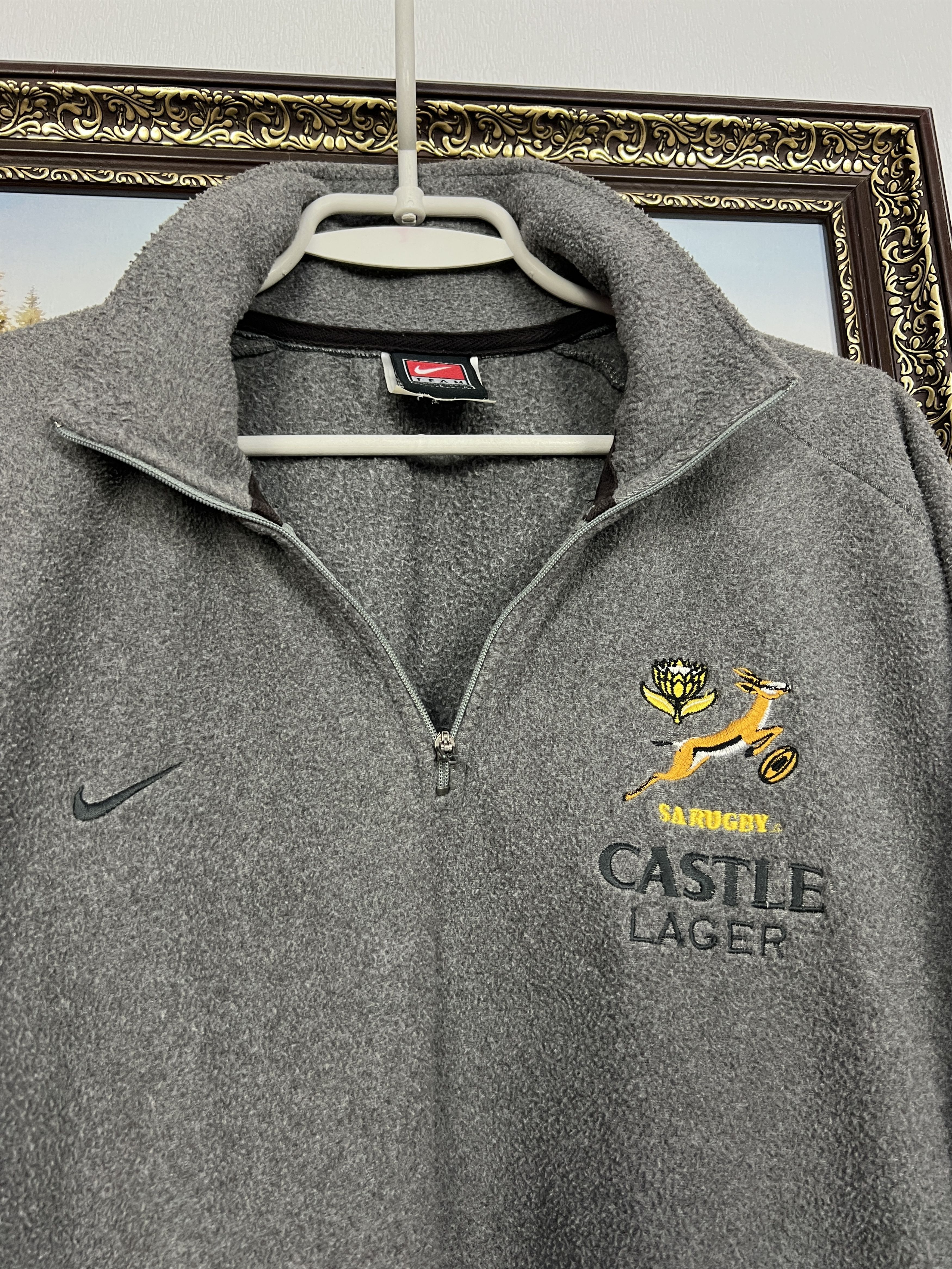 Nike Vintage South Africa Rugby Union Fleece Jacket Sweatshirt Size US L / EU 52-54 / 3 - 3 Thumbnail