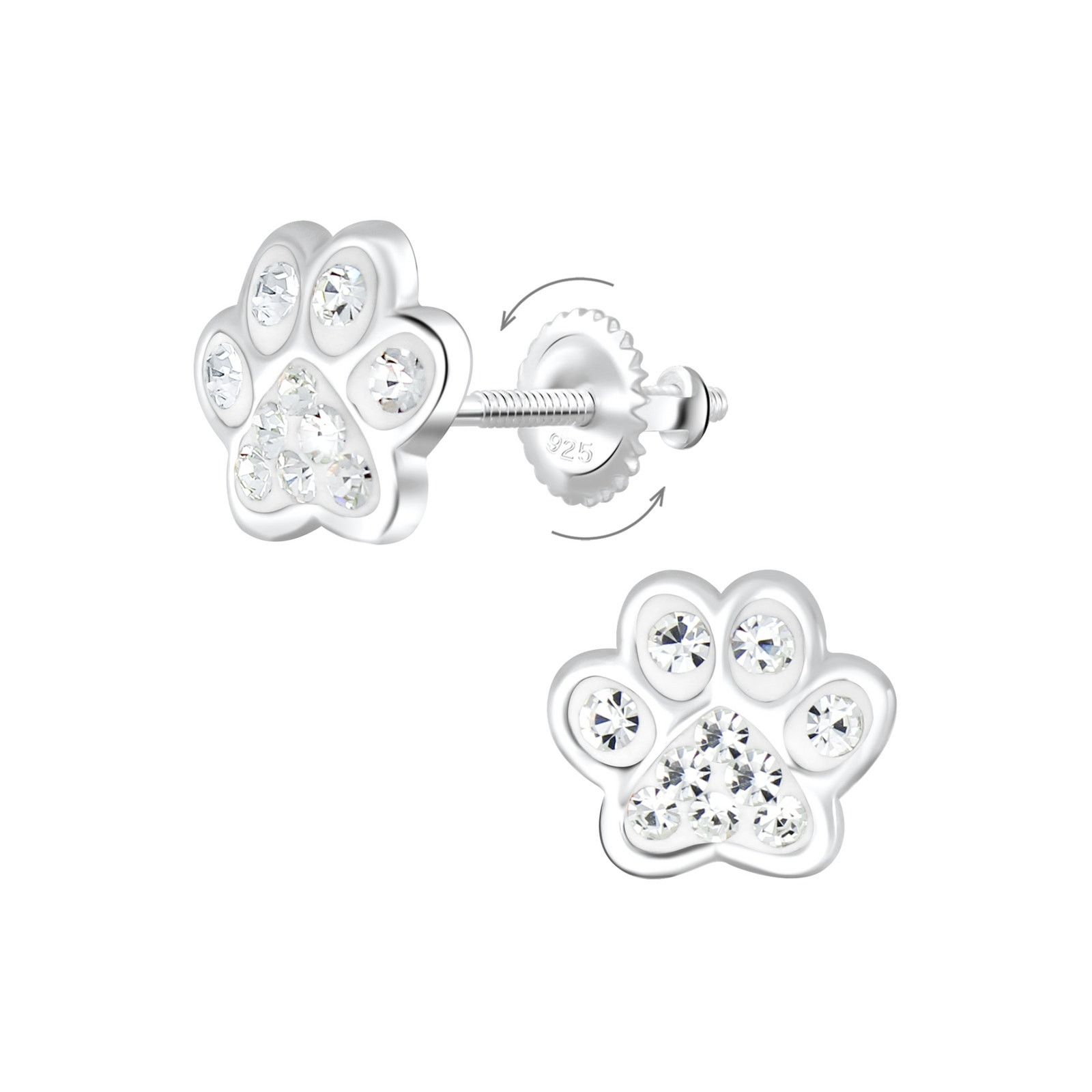 & Other Stories Silver Paw Print Crystal Screw Back Earrings Size ONE SIZE - 1 Preview