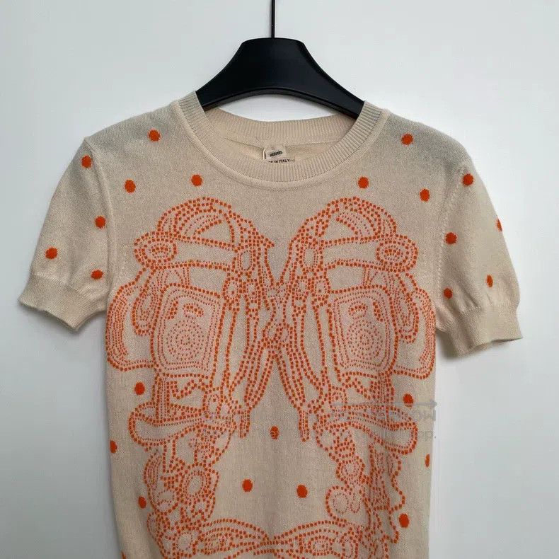 Hermes Hermes Saddle Embroidery Patterned Short Sleeve Top Size XXS / US 00 / IT 34 - 3 Thumbnail