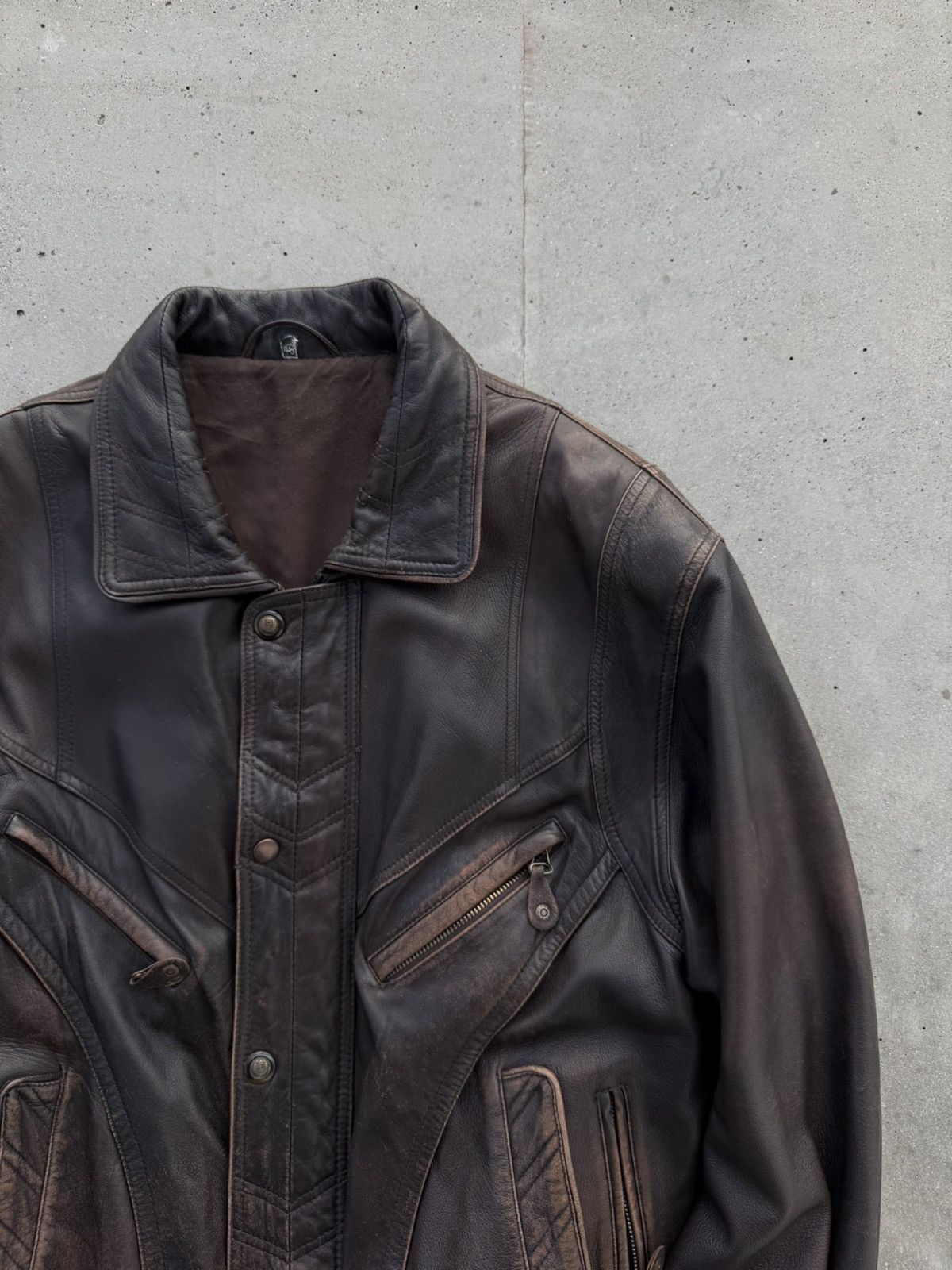 Genuine Leather Biker leather Jacket brown classy fit Size US M / EU 48-50 / 2 - 2 Thumbnail