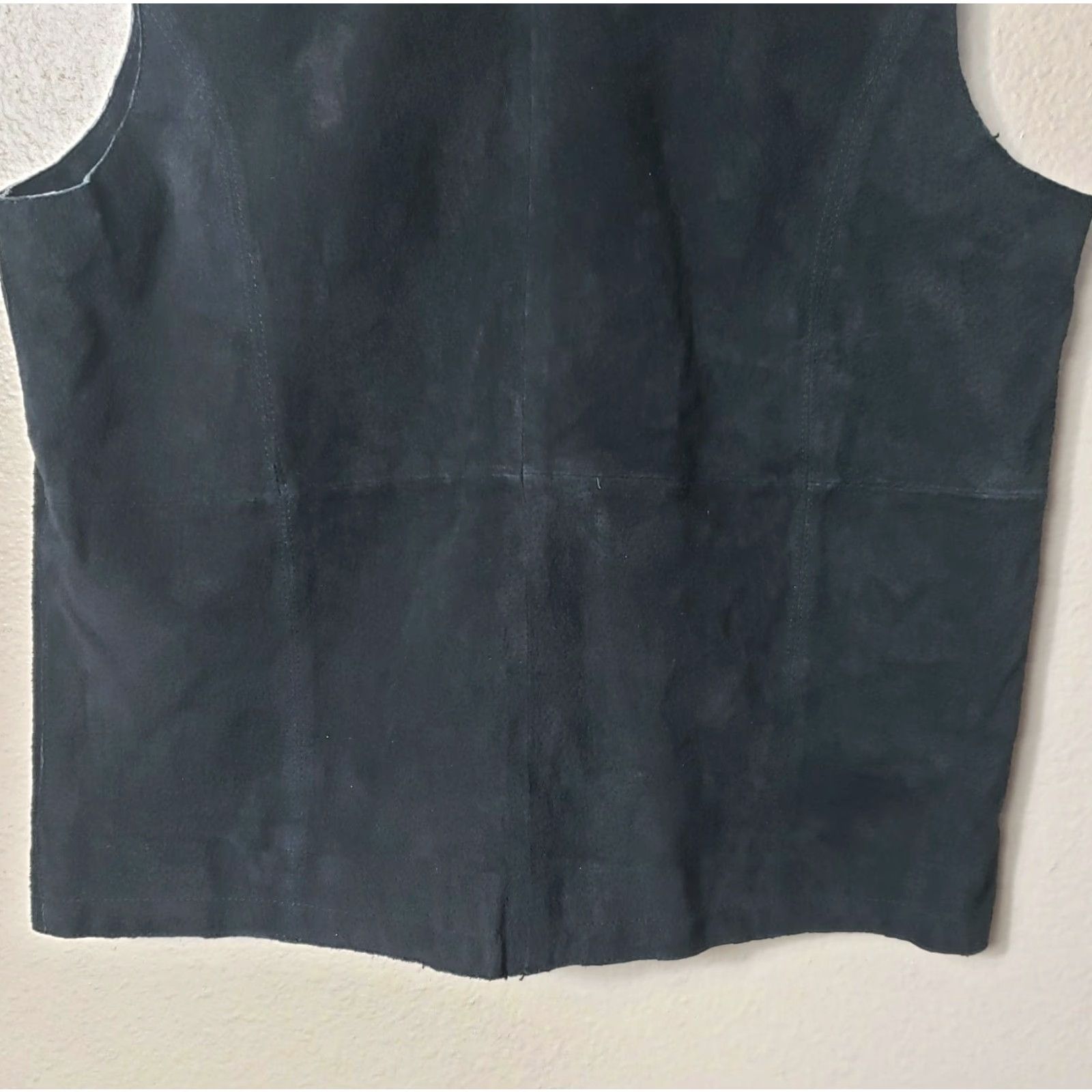 Vintage Ruff Hewn Suede Leather Vest Women - Vest - M - Black - Zipper Pockets - Zip Closure - Pockets - Short - Classic Fit Size M / US 6-8 / IT 42-44 - 7 Thumbnail