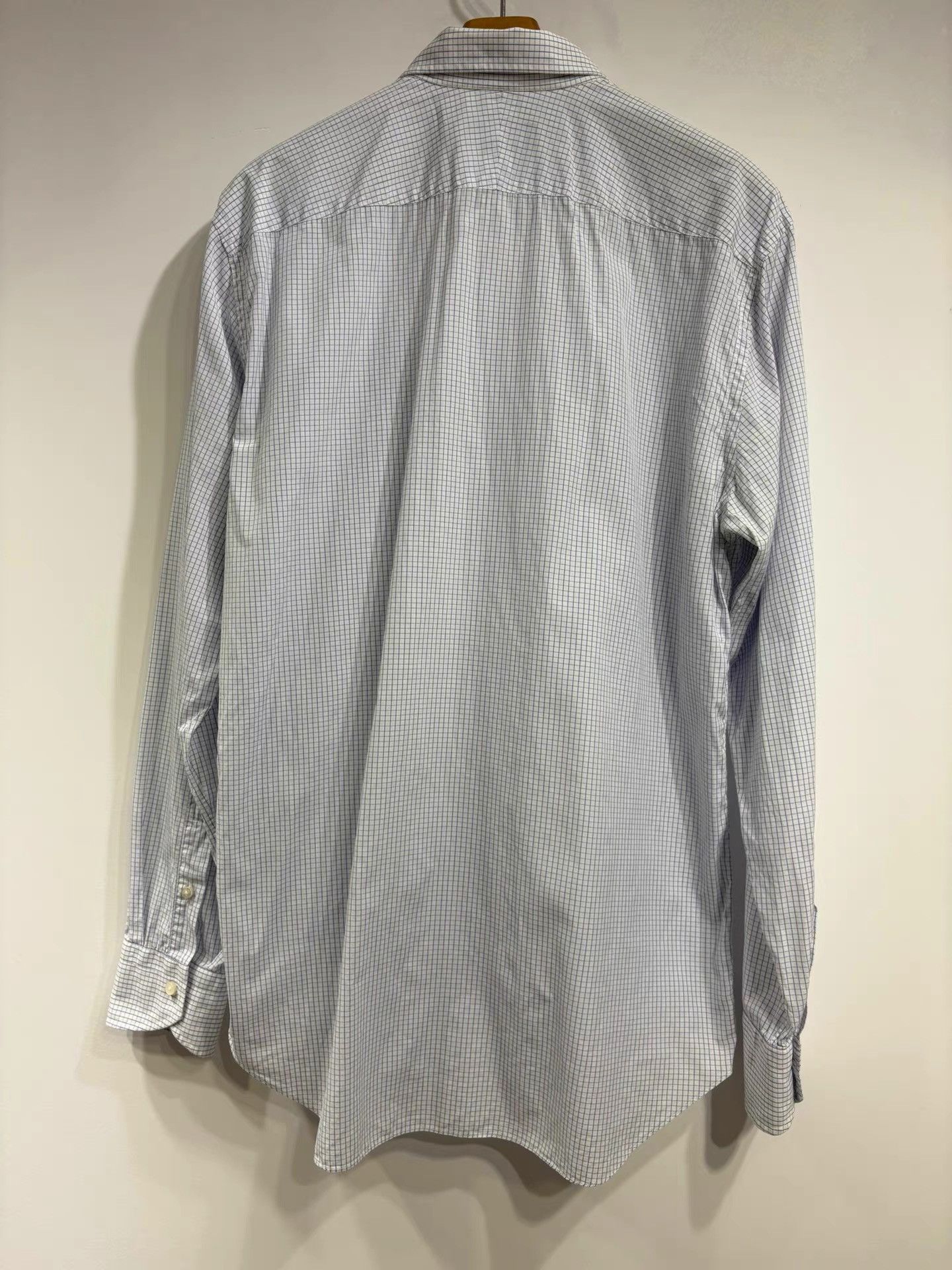 Canali Canali Blue and White Plaid Slim Fit Shirt K29 Size US L / EU 52-54 / 3 - 2 Thumbnail